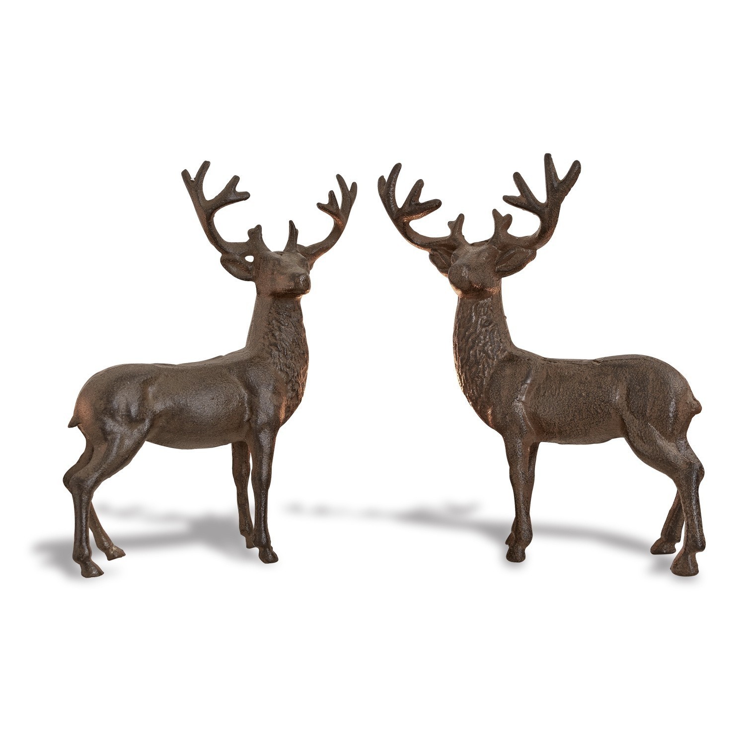 Lot de 2 cerfs décoratifs Friends Deux statues de cerfs en métal brun, décoration intérieure et accessoire de Noël