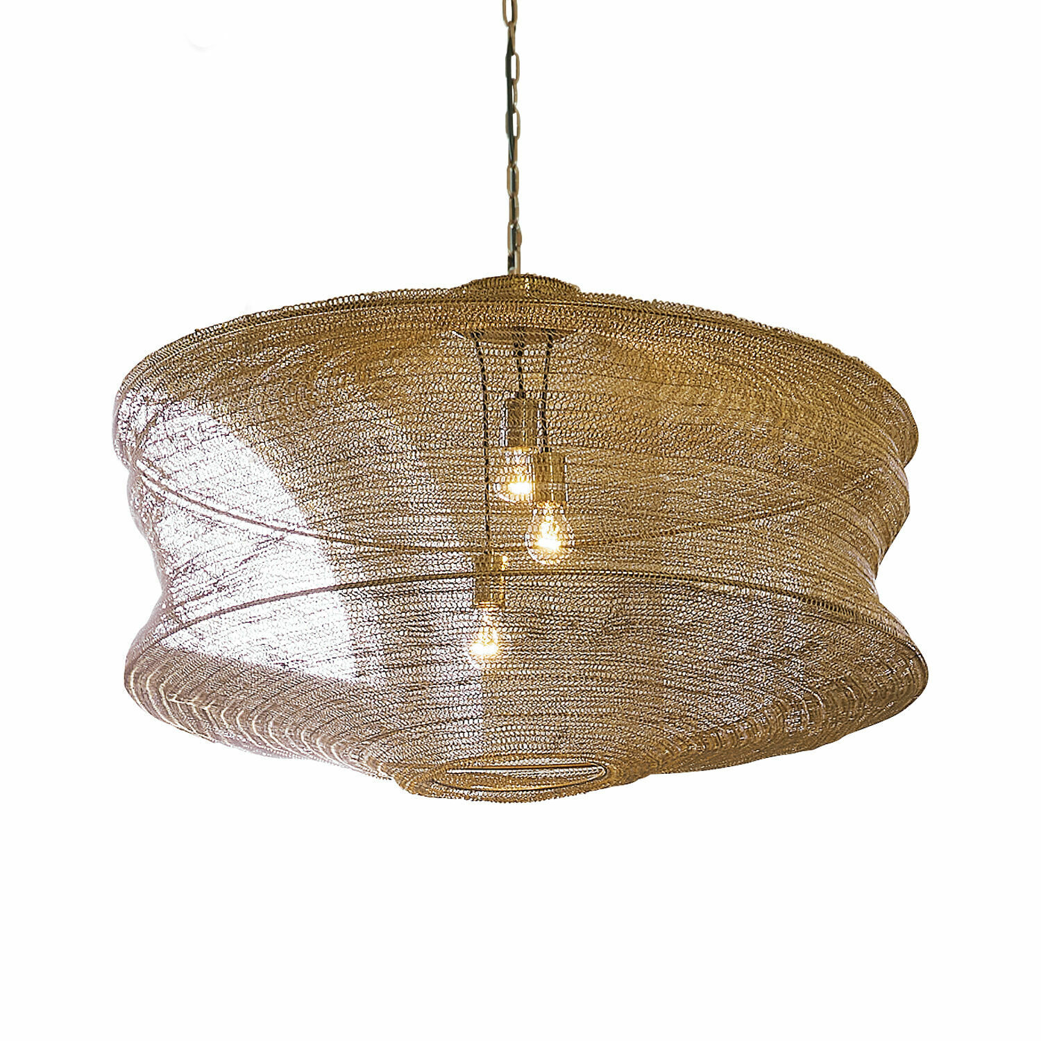or Suspension Valerique dorée en maille métallique, éclairage moderne pour salon et salle à manger