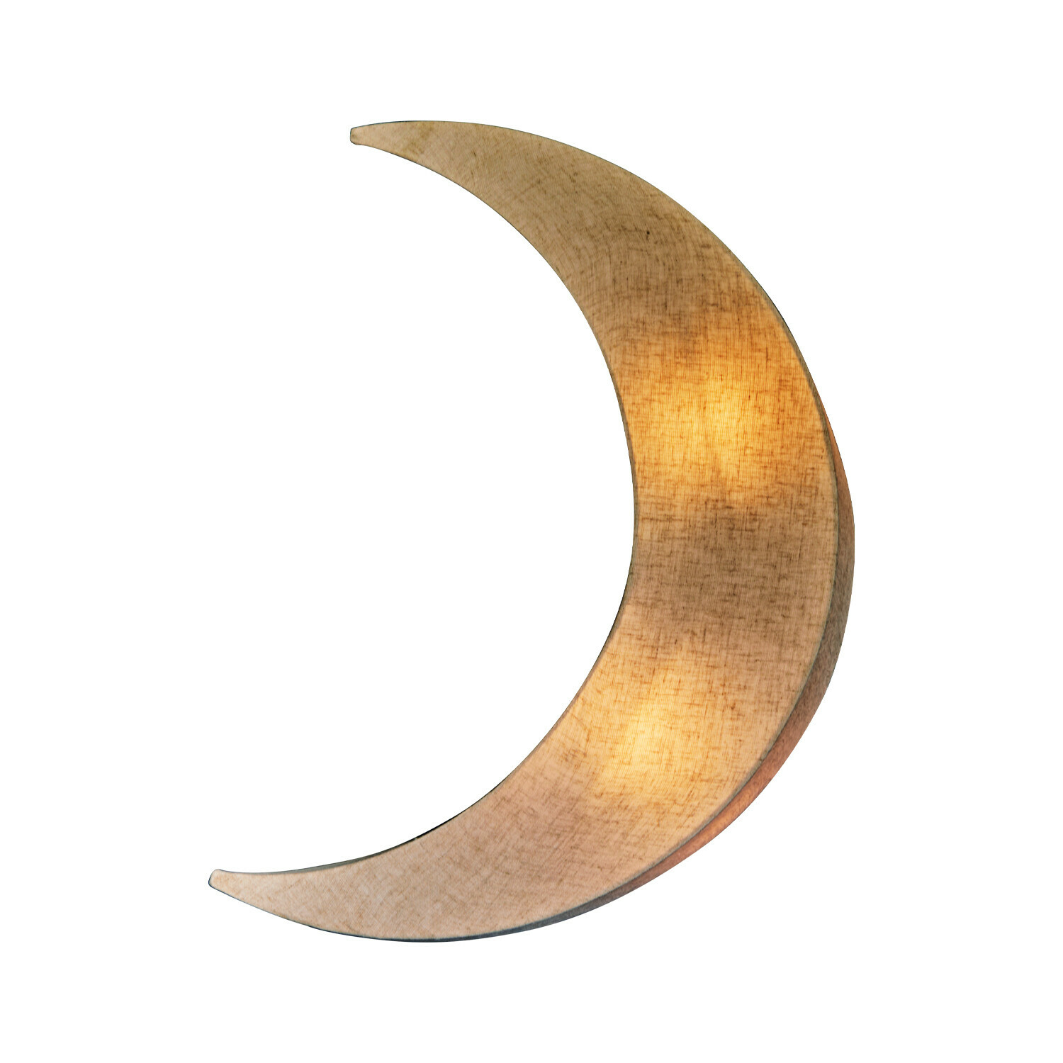 Applique murale Jollymoon Lampe en forme de croissant de lune en tissu beige, éclairage décoratif pour chambre à coucher
