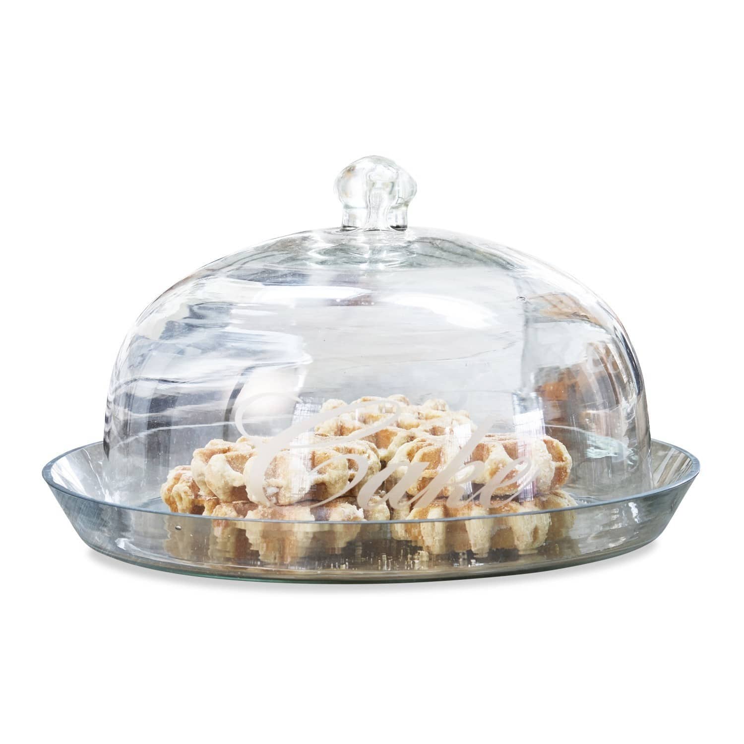 Cloche en verre avec plateau Gâteau