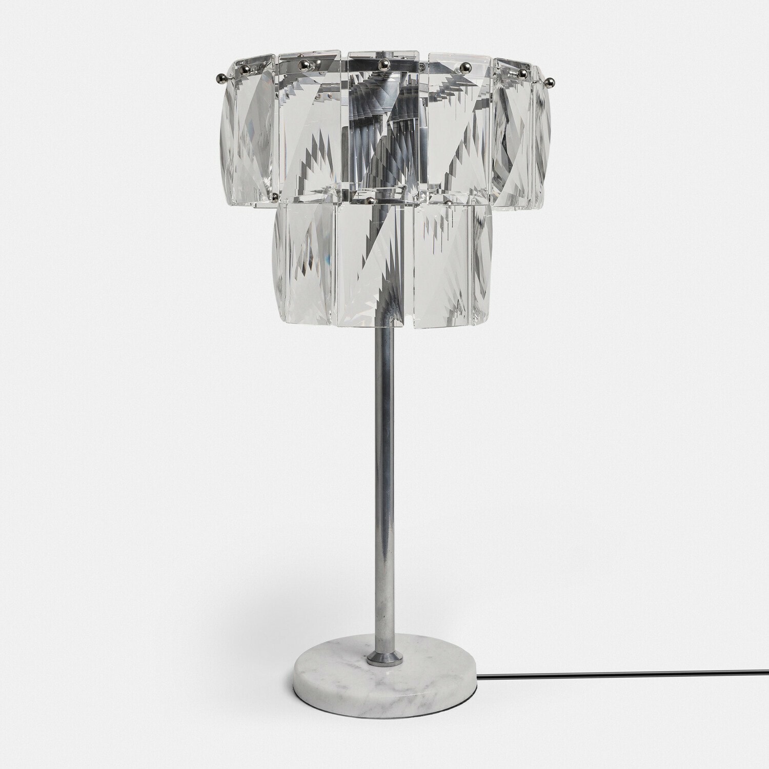 Lampe à poser Crystalford Lampe de table en verre transparent avec base en marbre, design moderne pour salon élégant