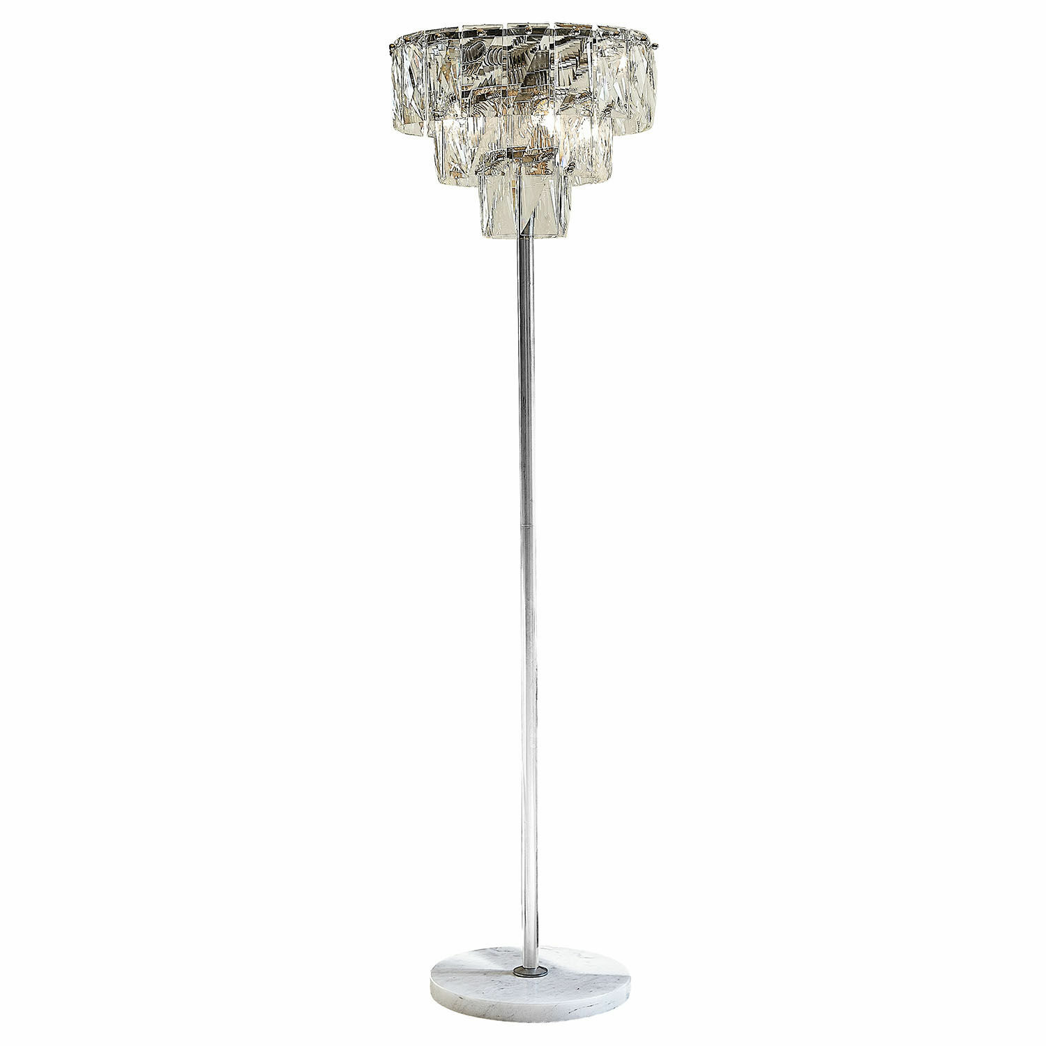 Lampadaire Crystalford Lampadaire avec abat-jour en cristal et base en marbre, structure métallique, design moderne