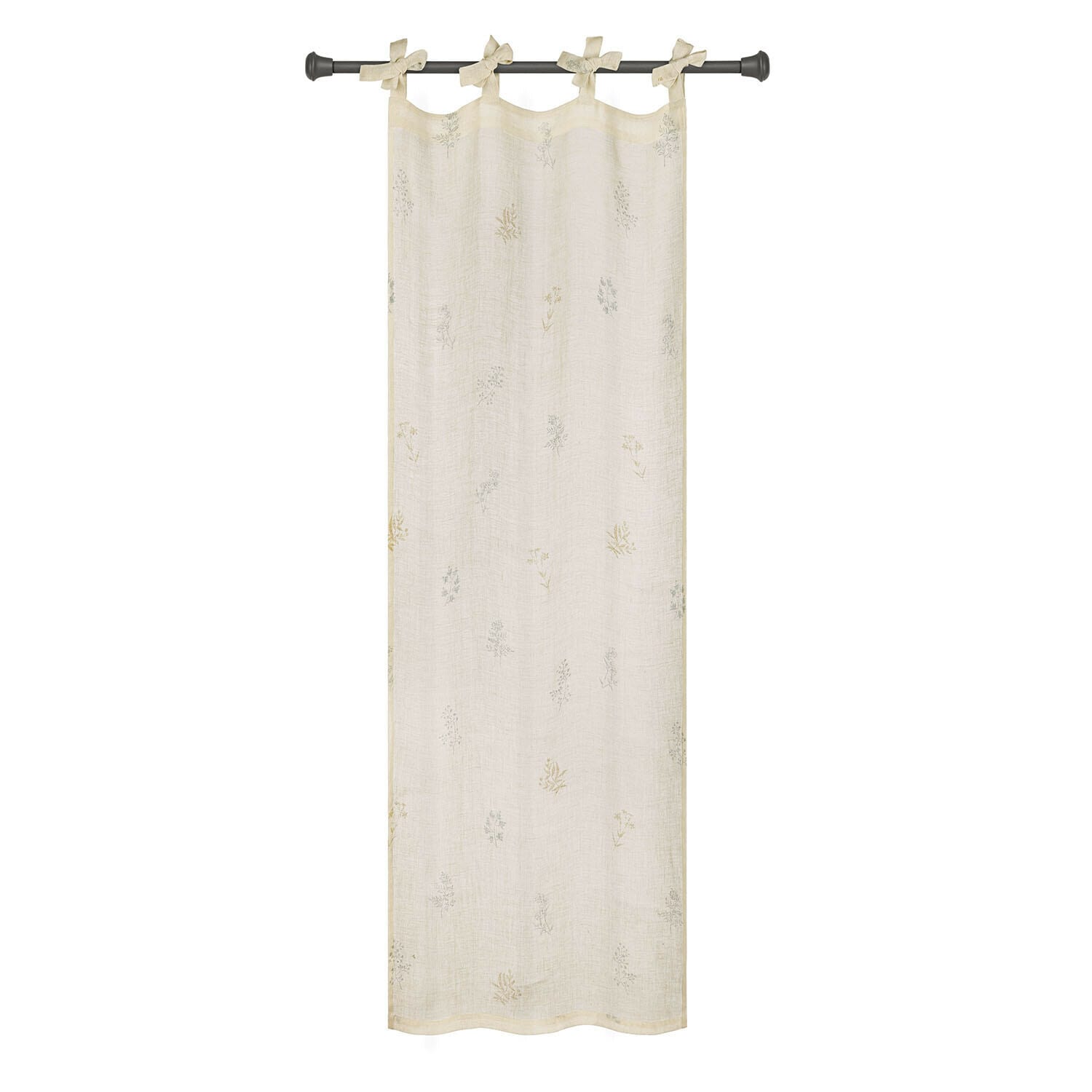 Rideau Hazelwick Rideau beige en coton avec motif floral délicat et nœuds pour suspension facile