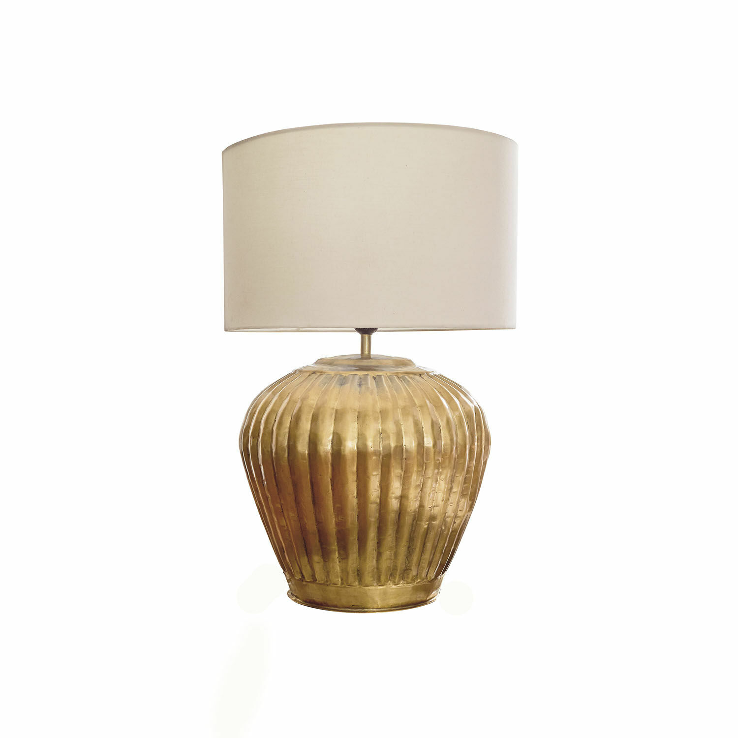 doré/crème Lampe de table Fauville avec base en métal doré et abat-jour crème, lampe décorative pour salon