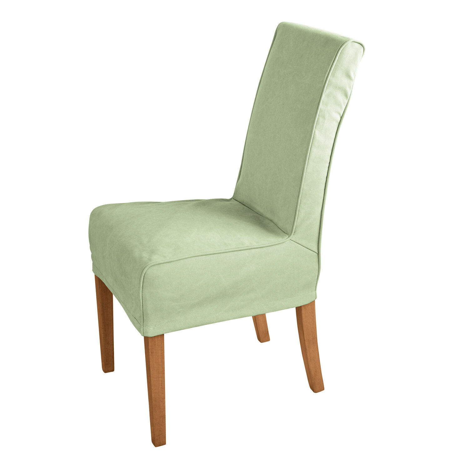 Chaise rembourrée vert menthe avec pieds en bois, siège confortable pour salon ou salle à manger