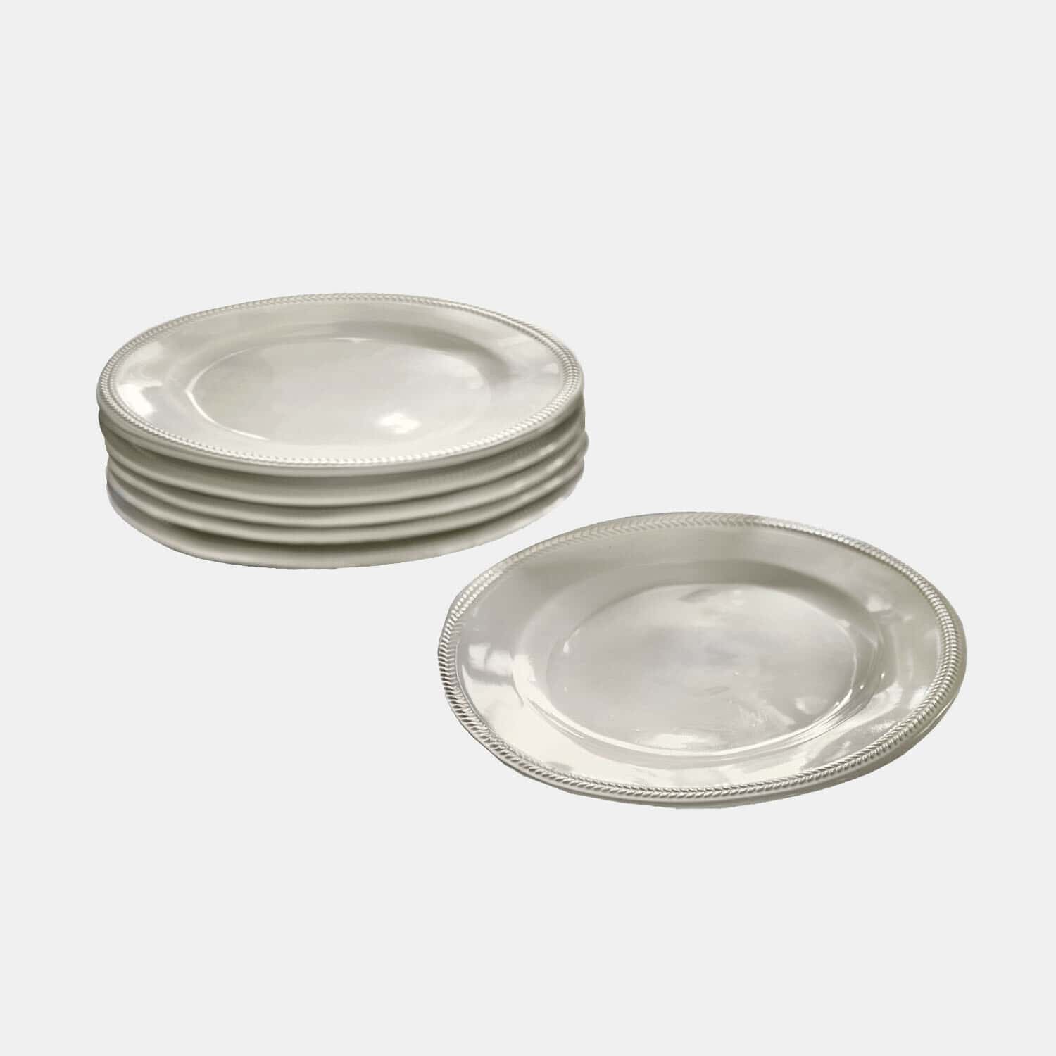 Lot de 6 assiettes à dessert Norrvik Ensemble d'assiettes blanches en céramique avec bord décoratif, parfait pour un service élégant