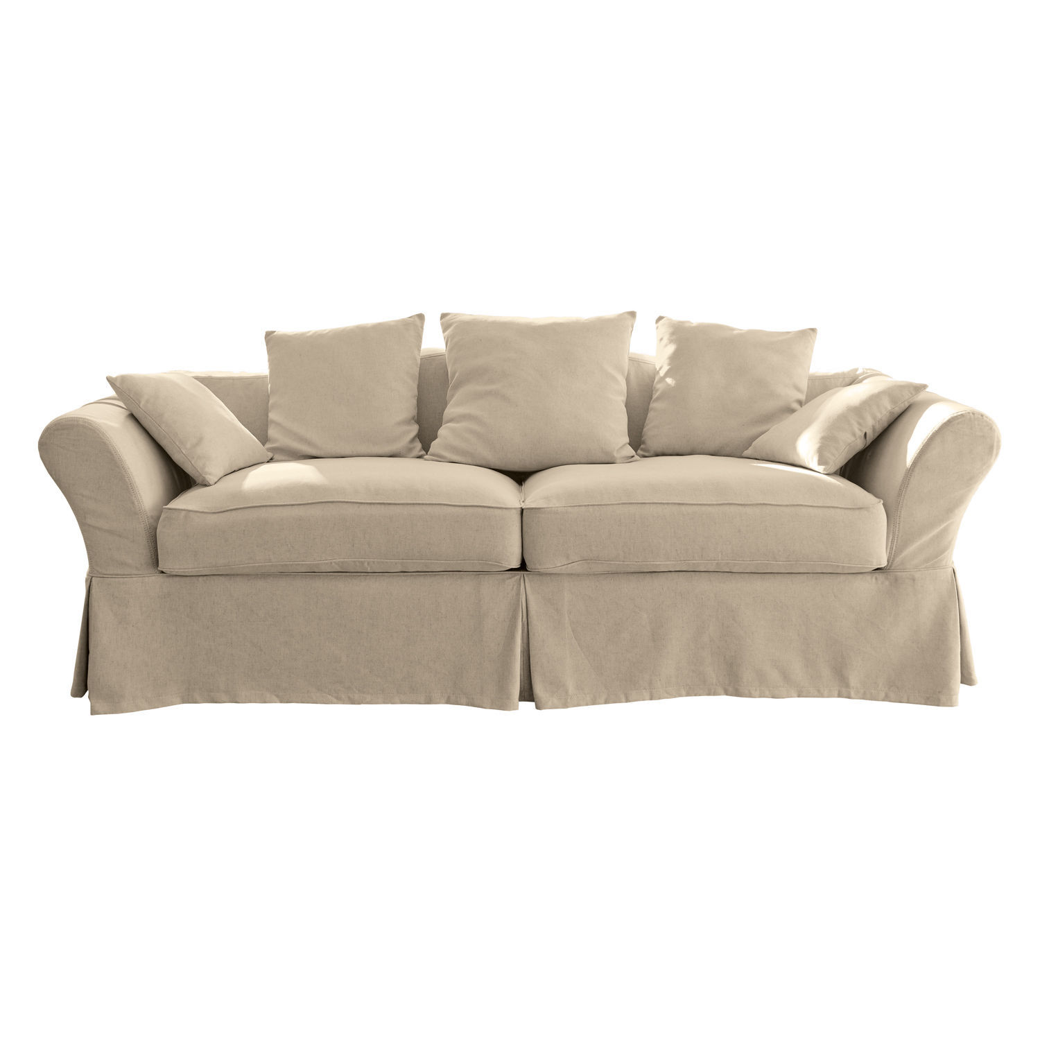 Canapé Worcester crème en tissu avec coussins, canapé confortable pour salon, mobilier de détente