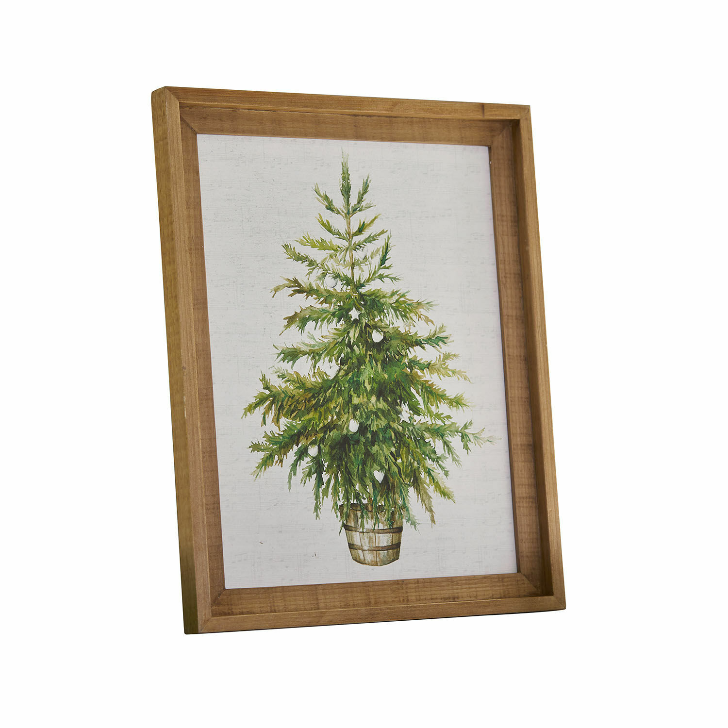 Tableau Nadirah Tableau avec arbre vert dans un cadre en bois, décoration murale pour Noël