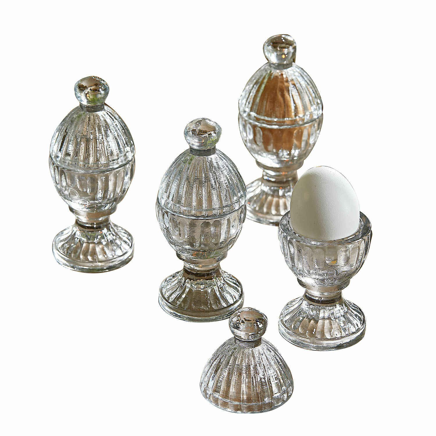 Lot de 4 coquetiers Uvirel Ensemble élégant de coquetiers en verre transparent avec couvercles pour la cuisine
