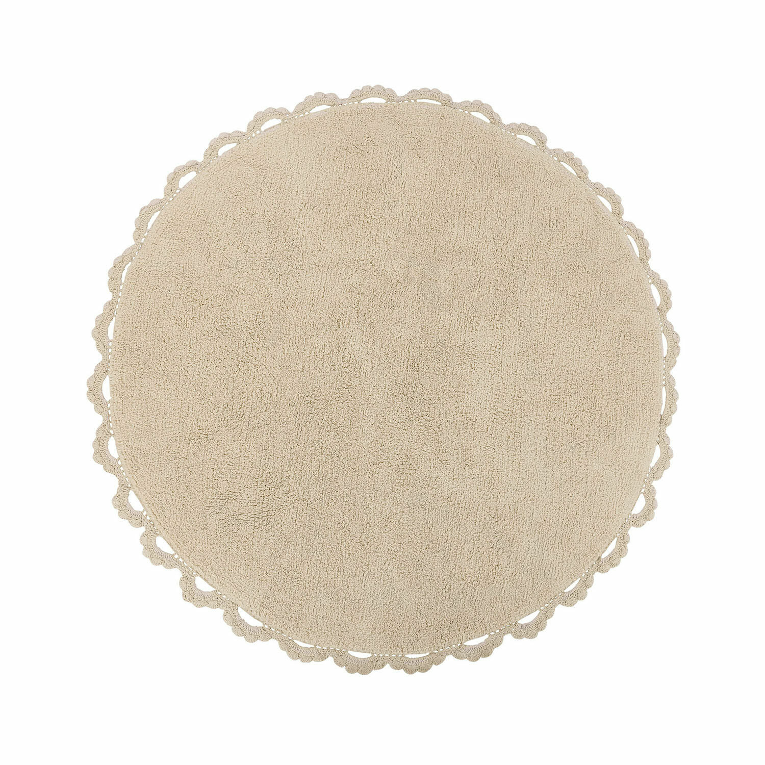 Tapis Arash Tapis rond beige en coton avec bordure en dentelle décorative pour décoration intérieure