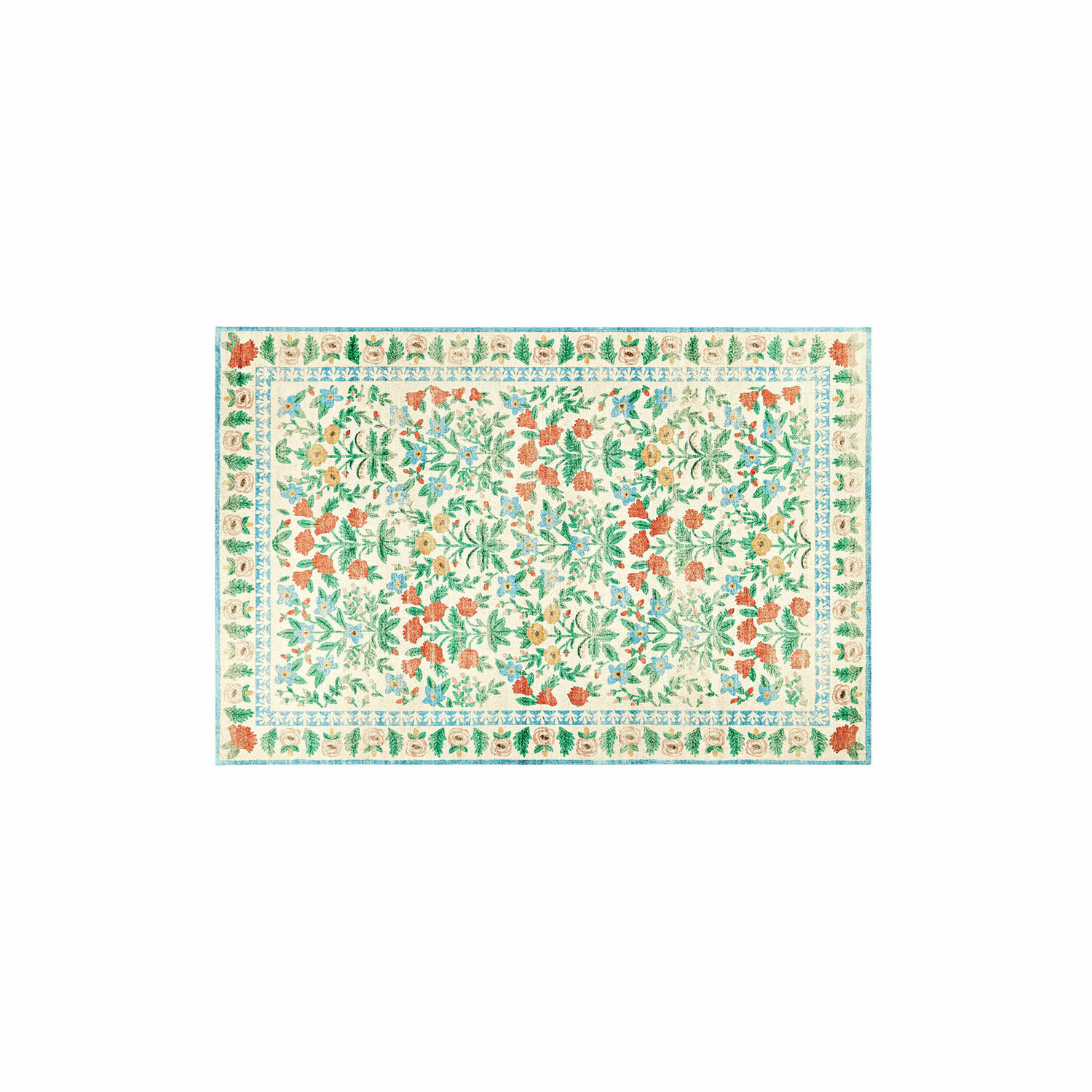 Tapis Jallorin coloré avec motif floral sur fond clair, décoration intérieure, matière douce