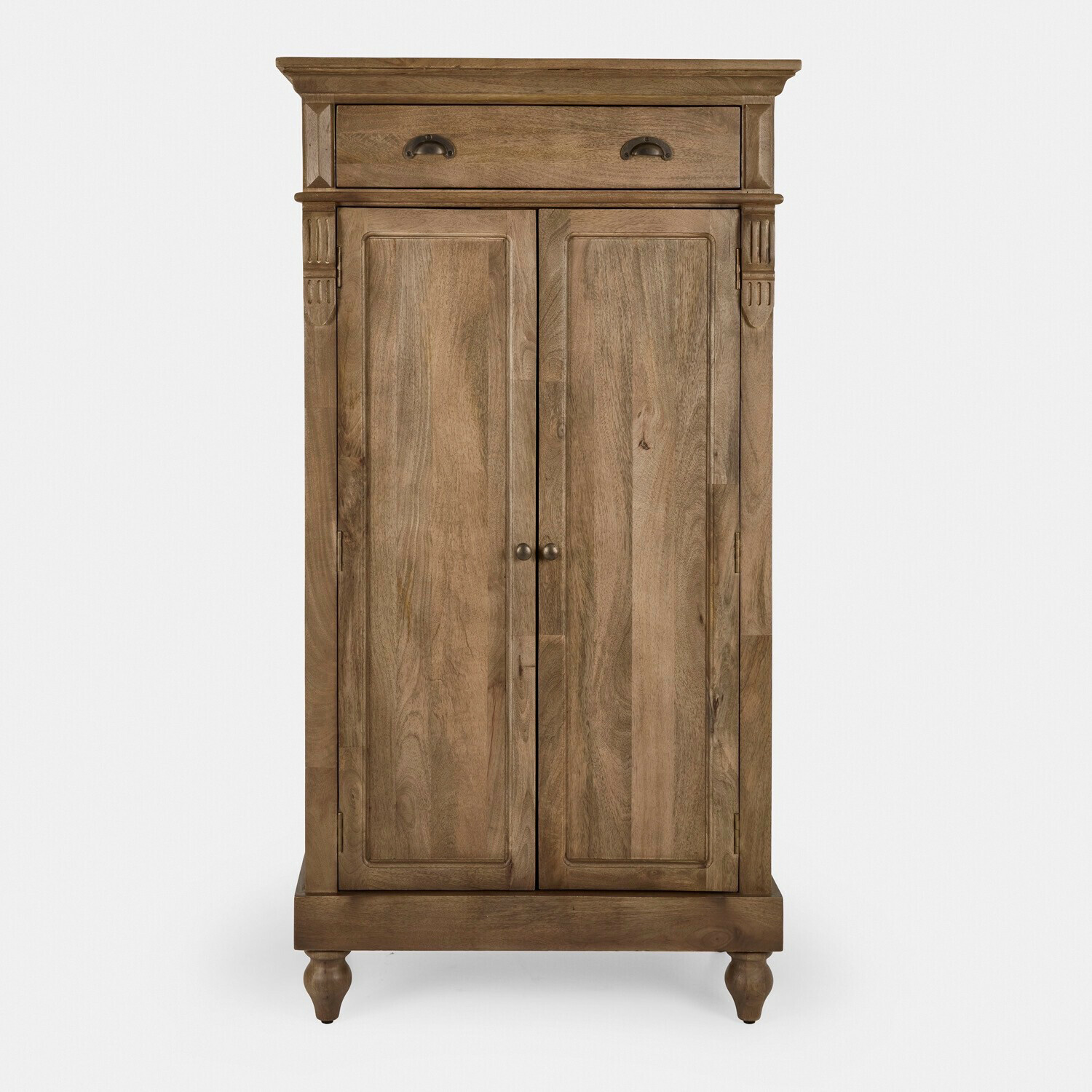 marron Armoire Starino en bois marron avec tiroir et portes doubles, meuble de rangement élégant
