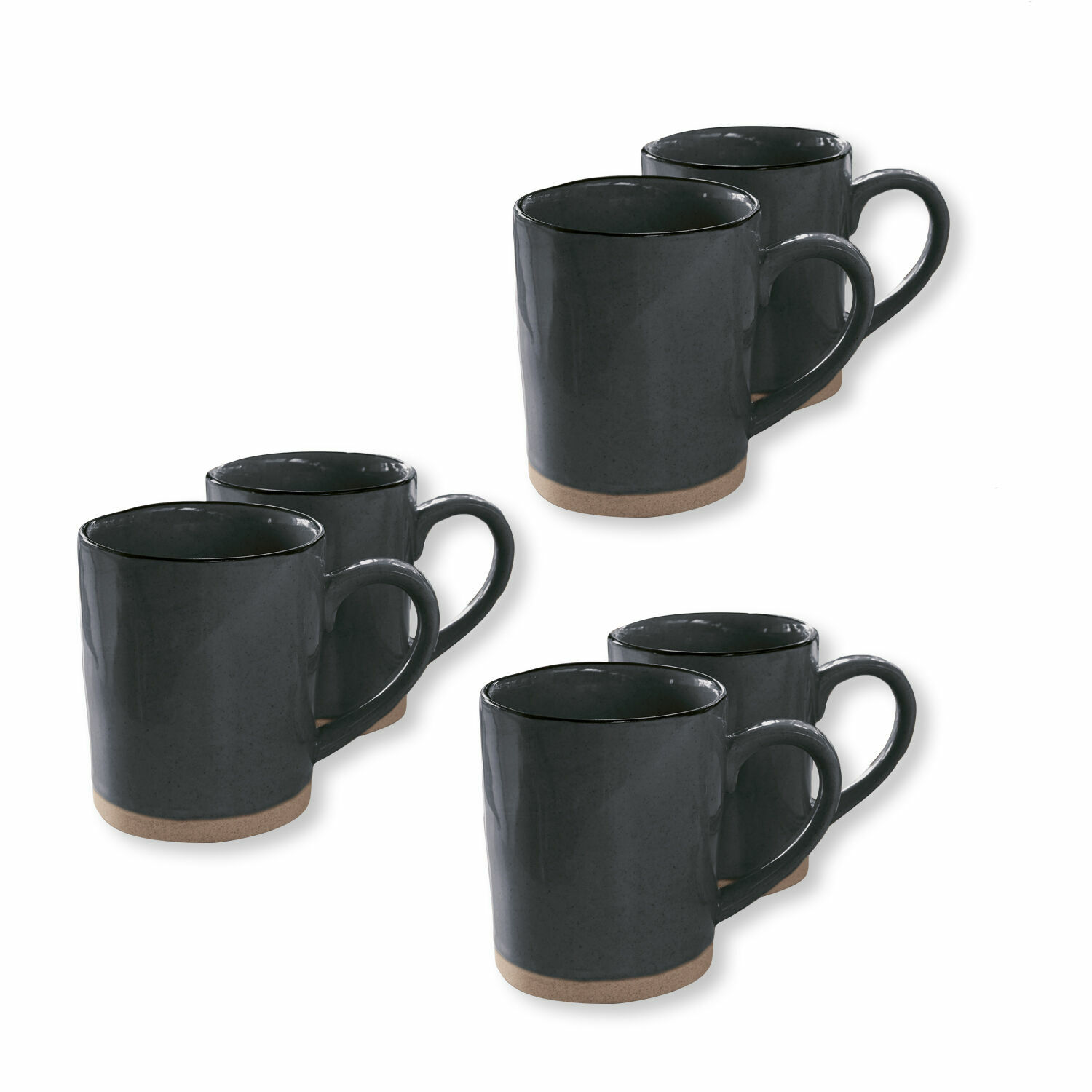 noir Ensemble de 6 tasses en céramique noire Biarritz avec base beige naturel pour café et thé
