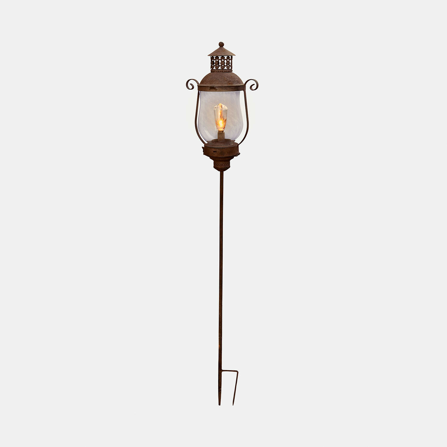 Lanterne LED rechargeable Volanaïs Lanterne de jardin en métal rouillé avec abat-jour transparent et lumière chaude décorative