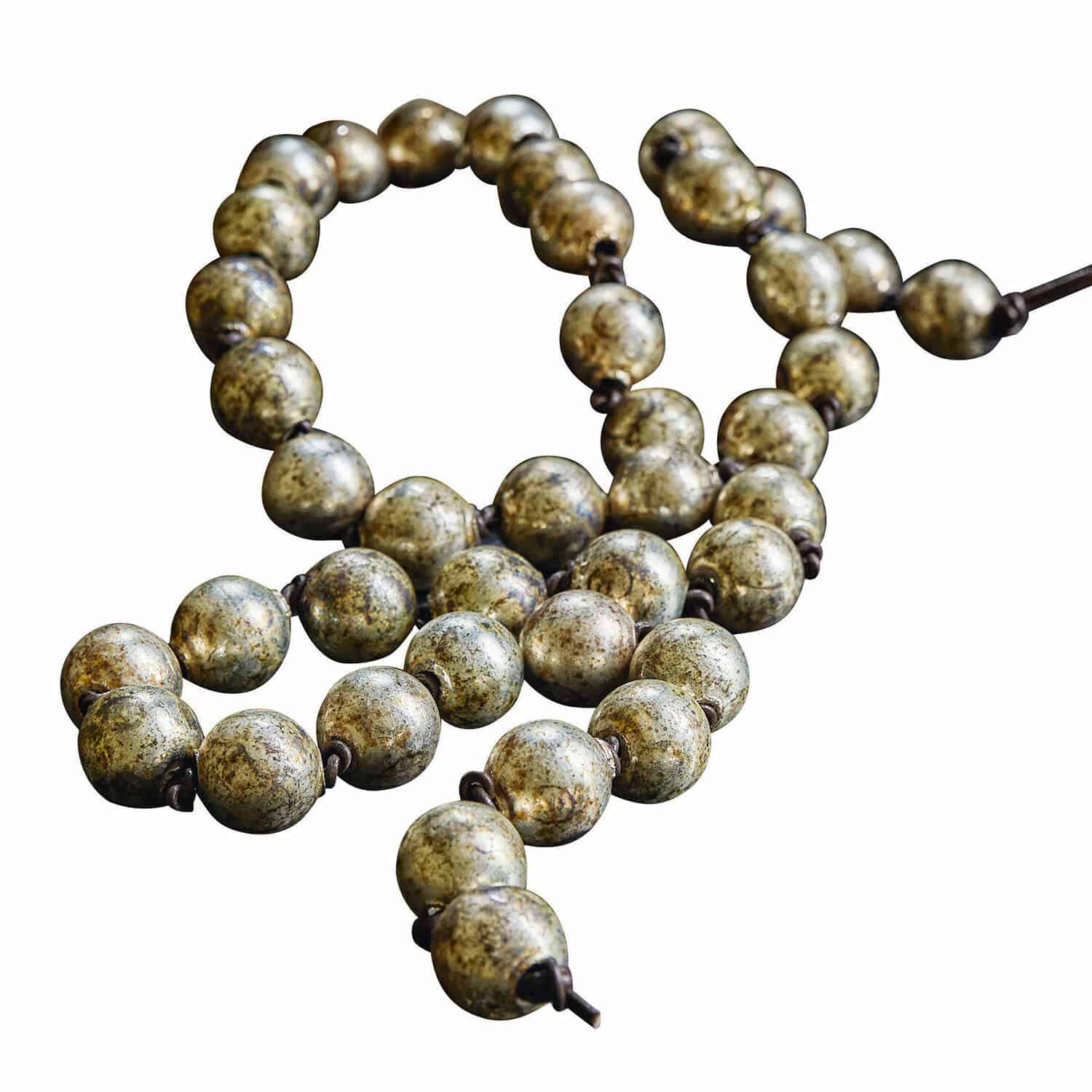 Guirlande Malou Collier de grosses perles en céramique vertes et brunes, accessoire bohème tendance