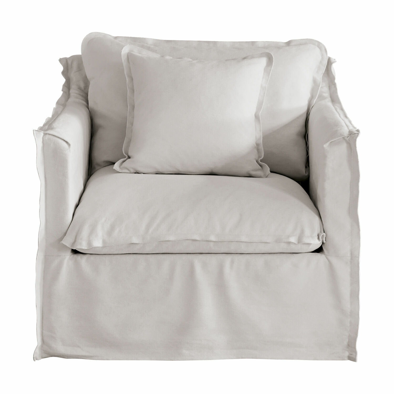 gris clair Fauteuil Tienen gris clair en coton avec coussins moelleux, siège confortable pour salon