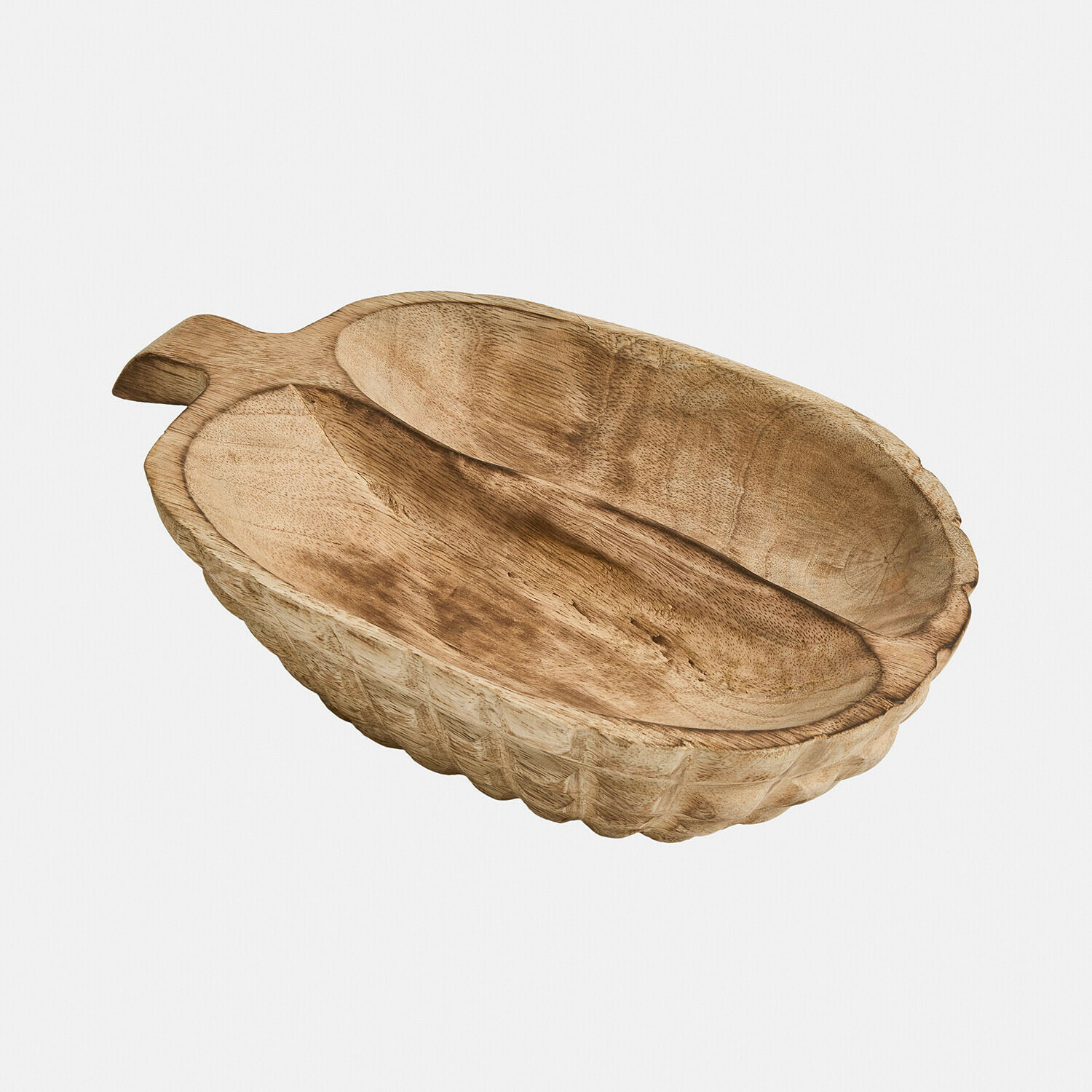 Coupe Vinoros Bol en bois naturel avec deux compartiments et poignée sculptée, décoration rustique