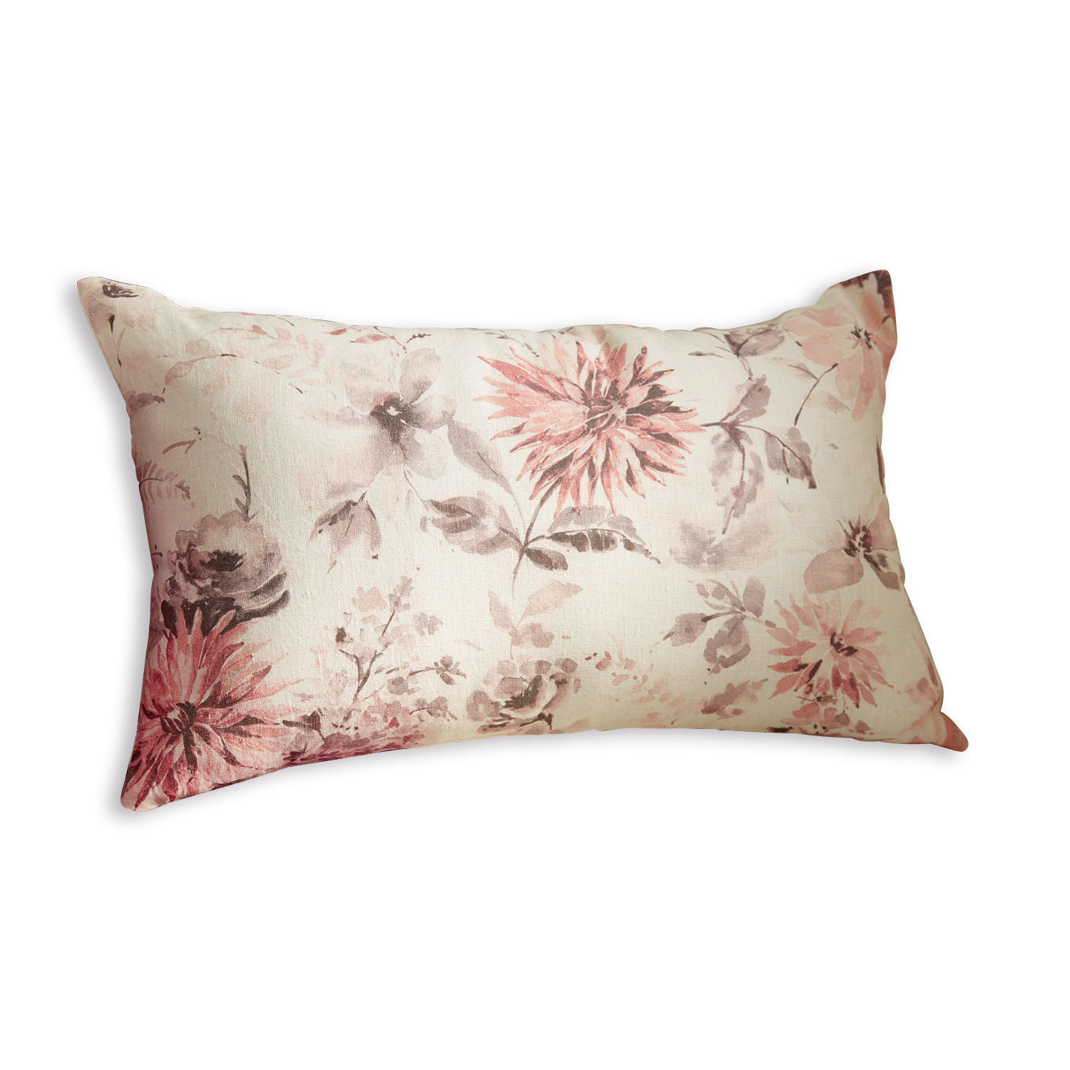 Housse de coussin Sappos Coussin décoratif rectangulaire en coton crème avec motif floral rose pour salon