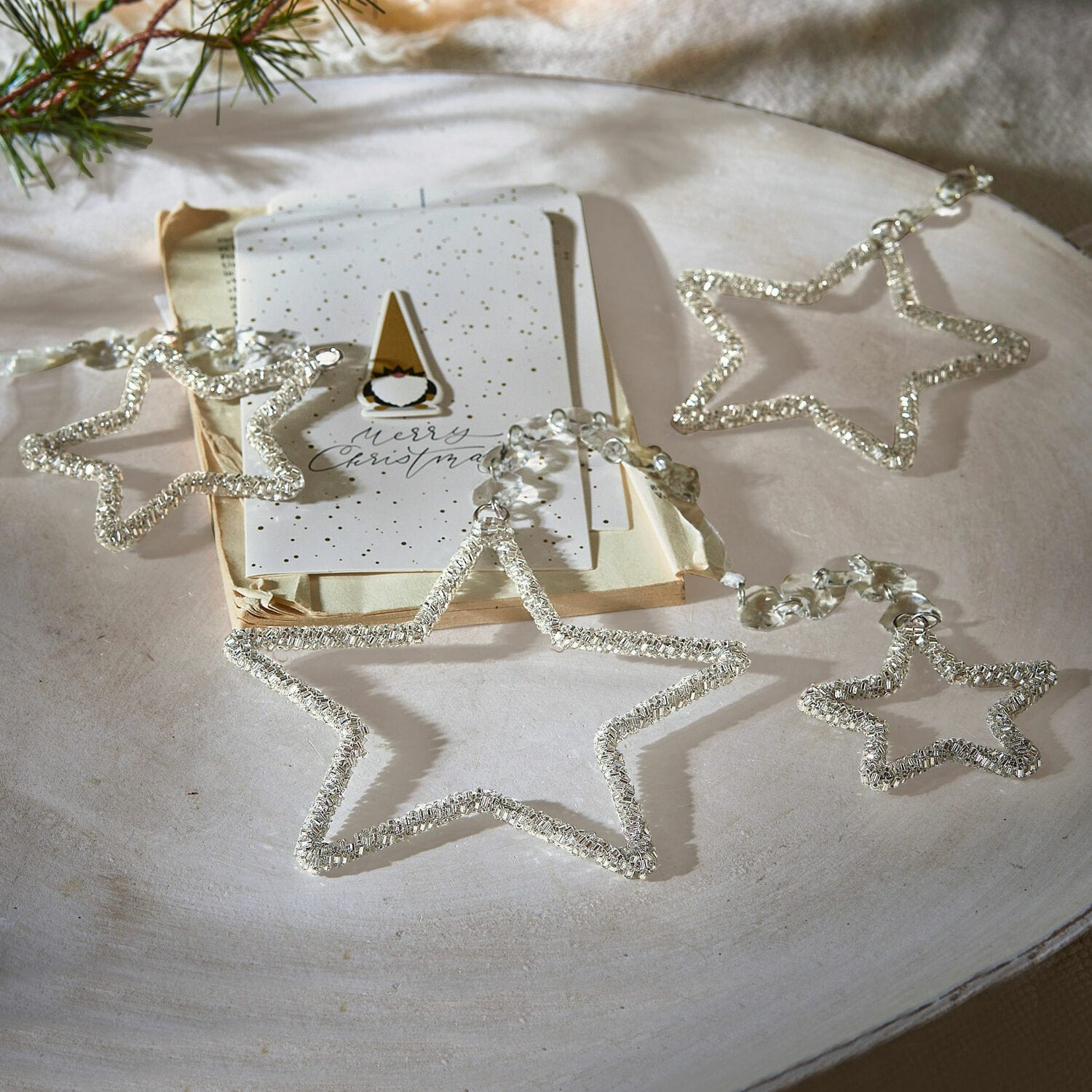 Lot de 4 décorations à suspendre Manilo Guirlande d'étoiles en verre transparent pour décoration de table de Noël festive et élégante