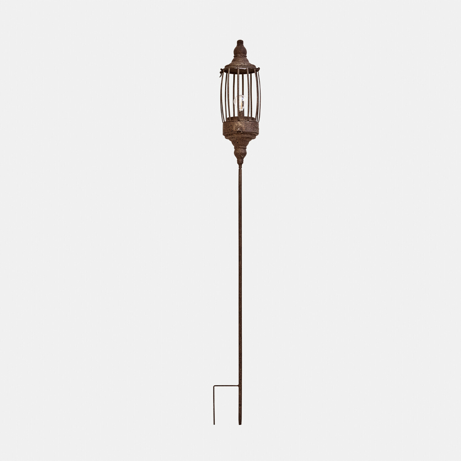 marron vieilli Lanterne LED rechargeable couleur brun antique avec support long en métal pour décoration extérieure