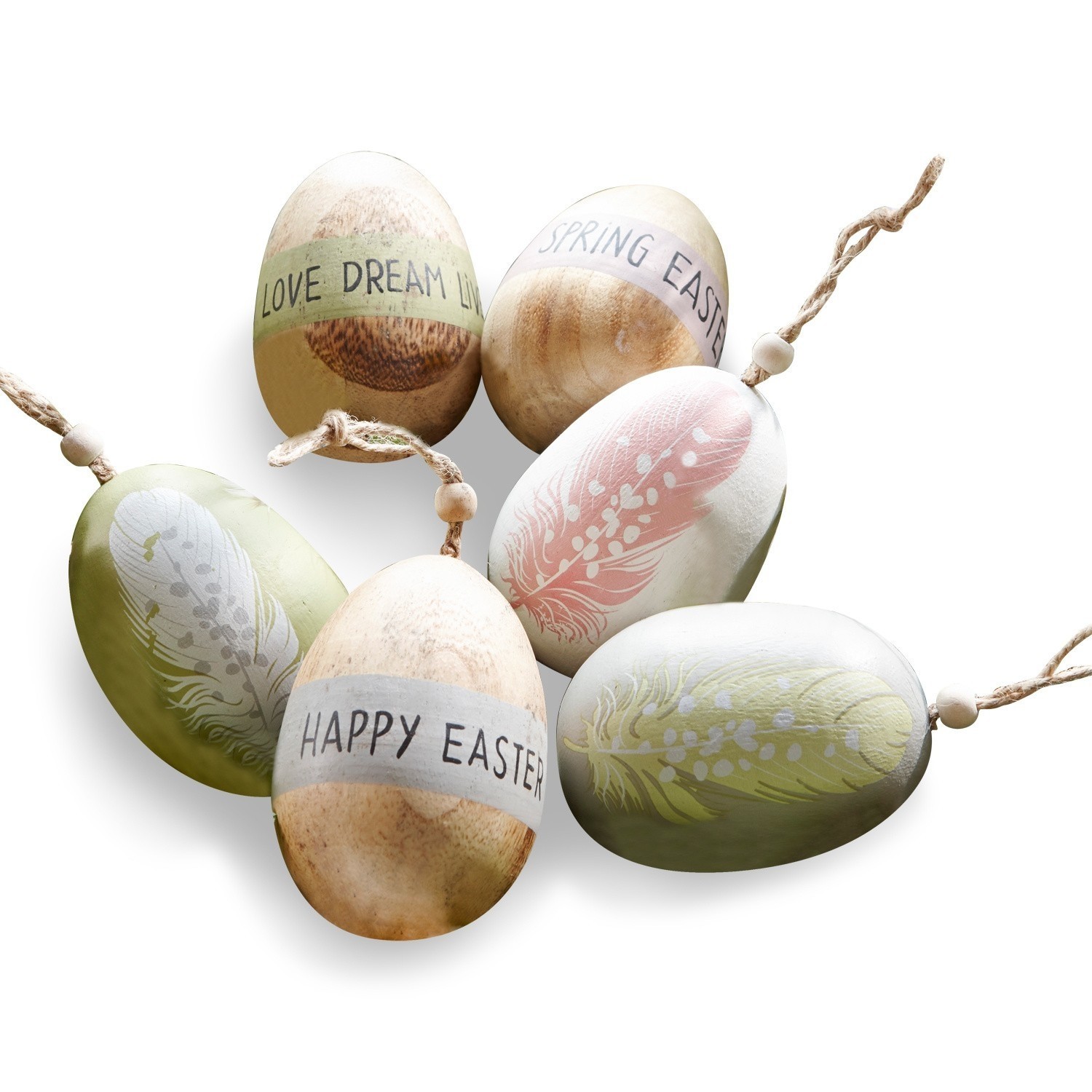 Lot de 6 œufs de Pâques Happy End
