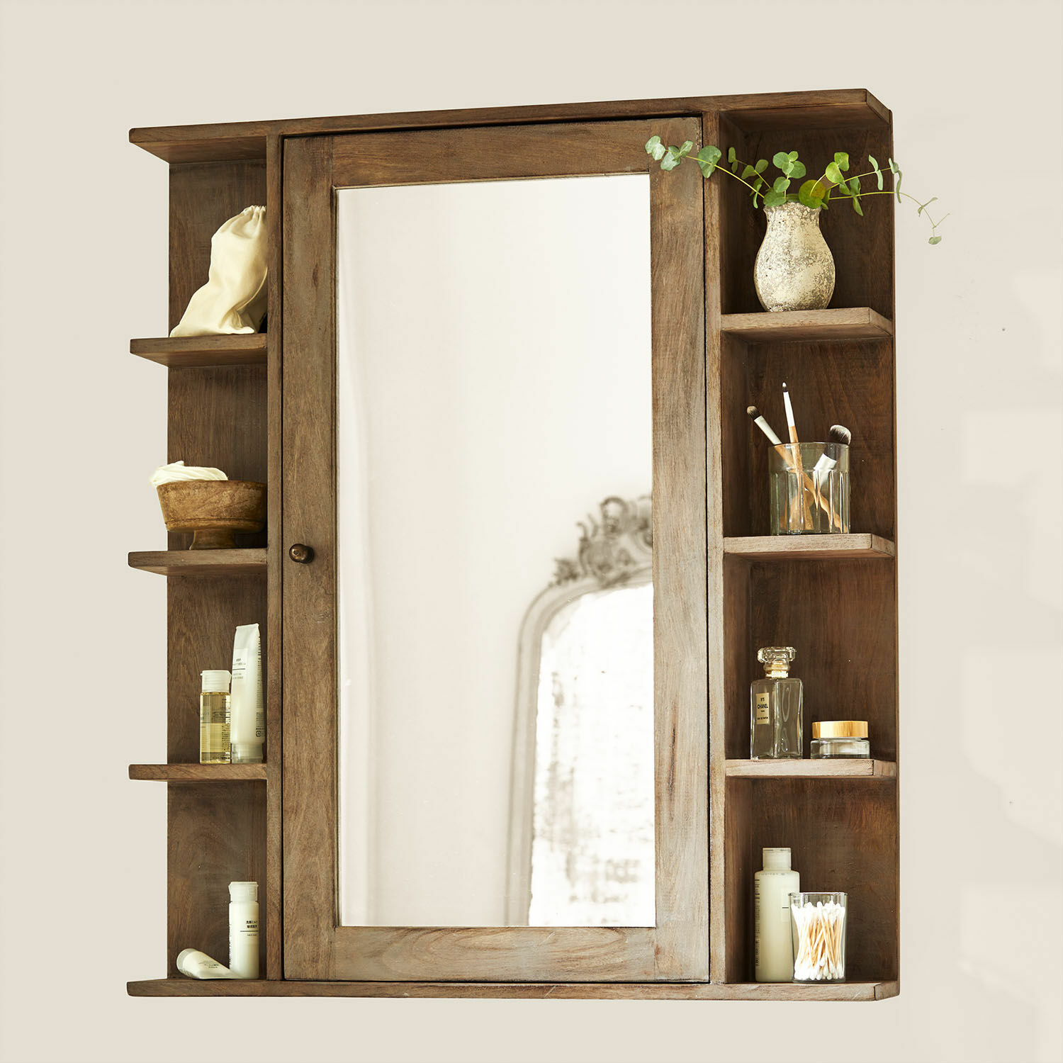 Armoire de toilette Greenhaven Armoire de salle de bain en bois avec miroir et étagères pour cosmétiques couleur bois naturel