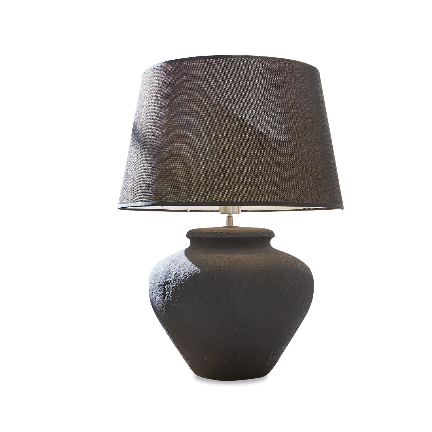 Lampe à poser Bandol Lampe de table noire avec abat-jour en tissu et base en céramique, design moderne pour salon