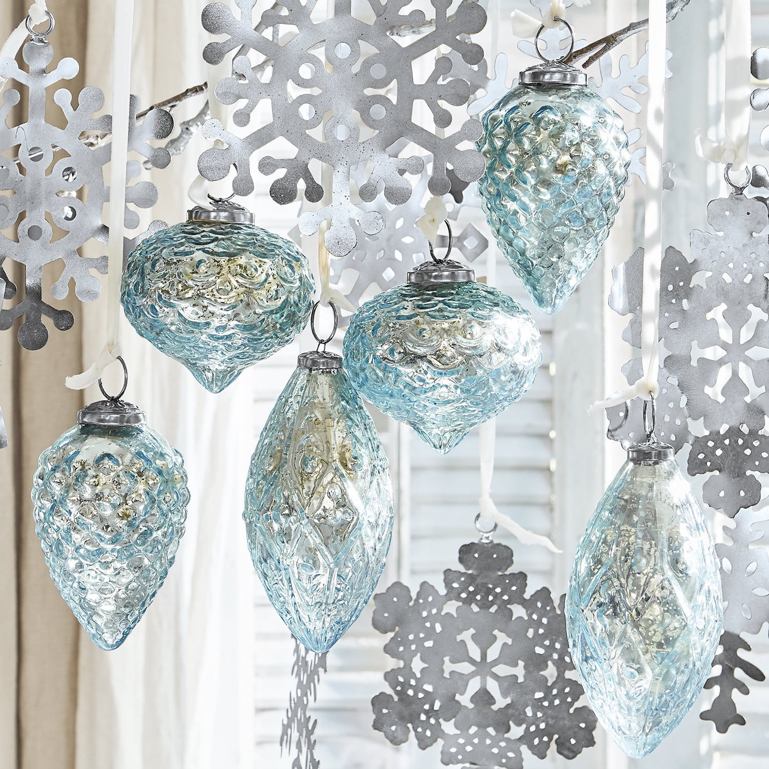 Lot de 6 décorations de Noël Blue