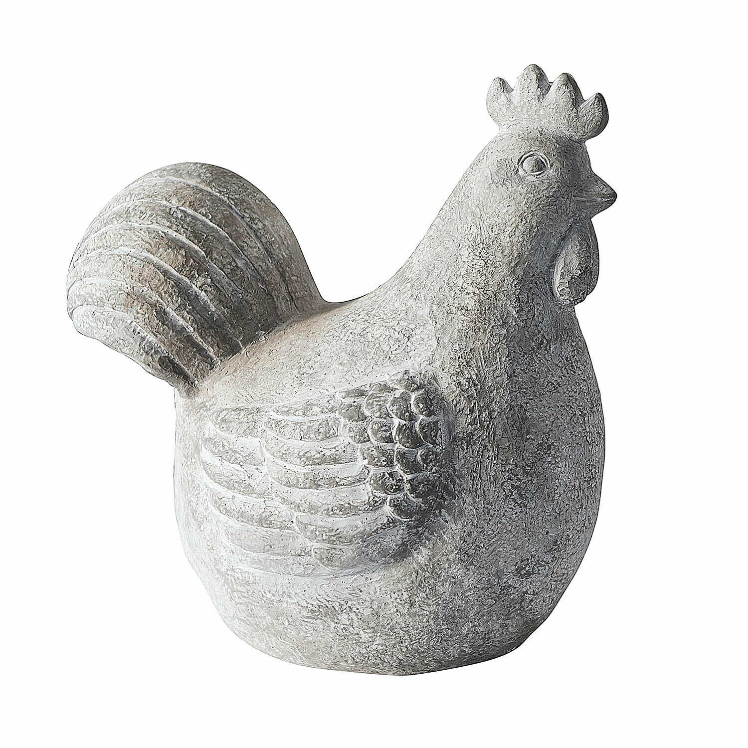 Poule décorative Roselique Figurine de poule en pierre grise au style rustique pour décoration intérieure ou jardin
