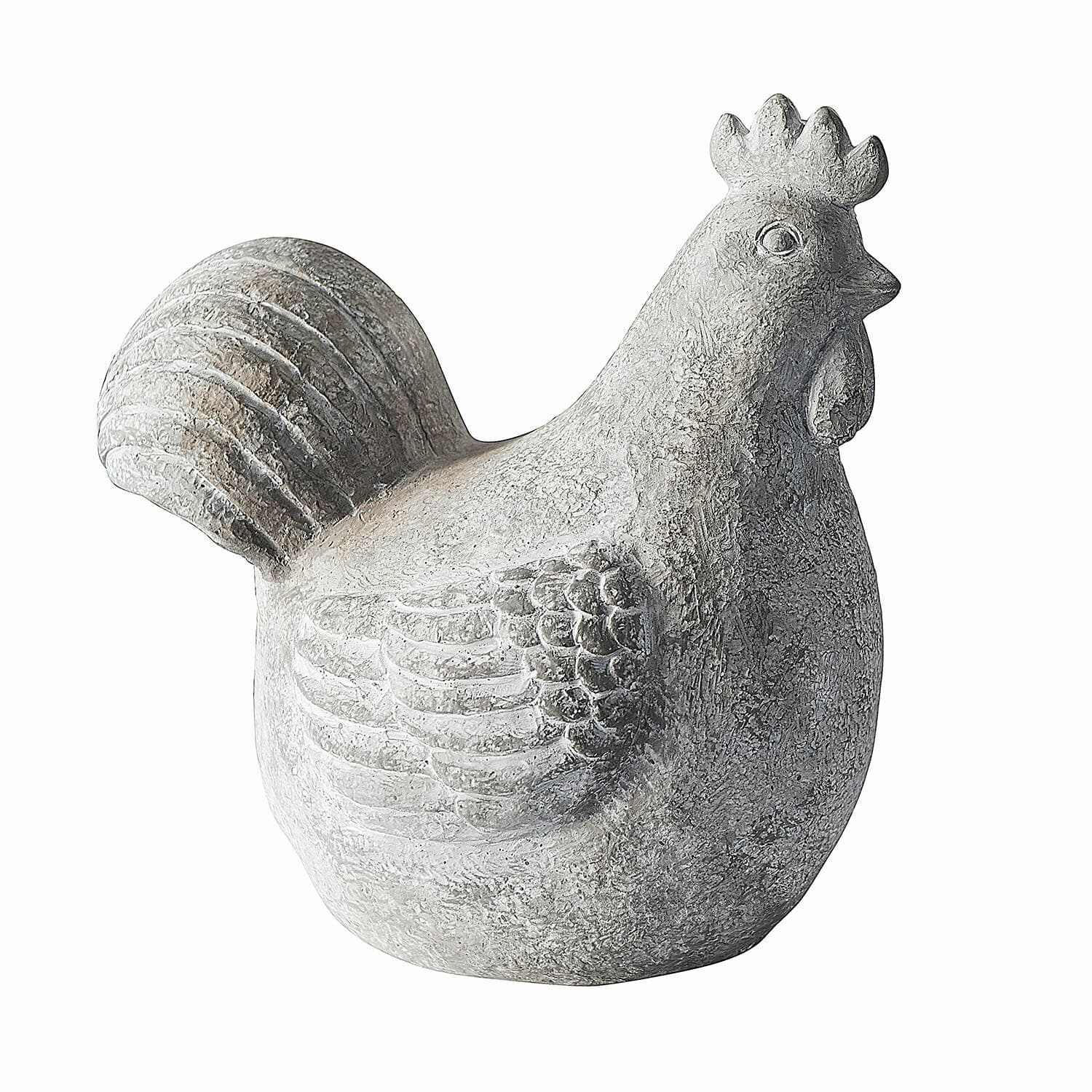 Poule décorative Roselique Figurine de poule en pierre grise au style rustique pour décoration intérieure ou jardin