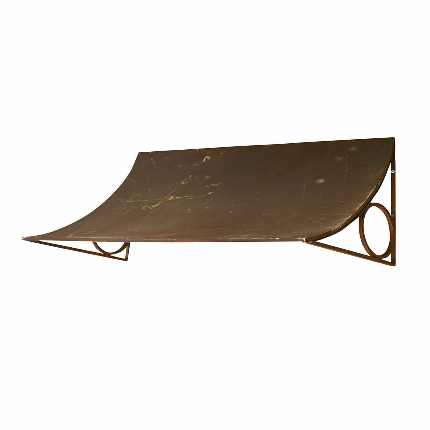 Auvent Marinne Auvent en métal couleur rouille avec supports ronds, parfait pour protéger portes et fenêtres