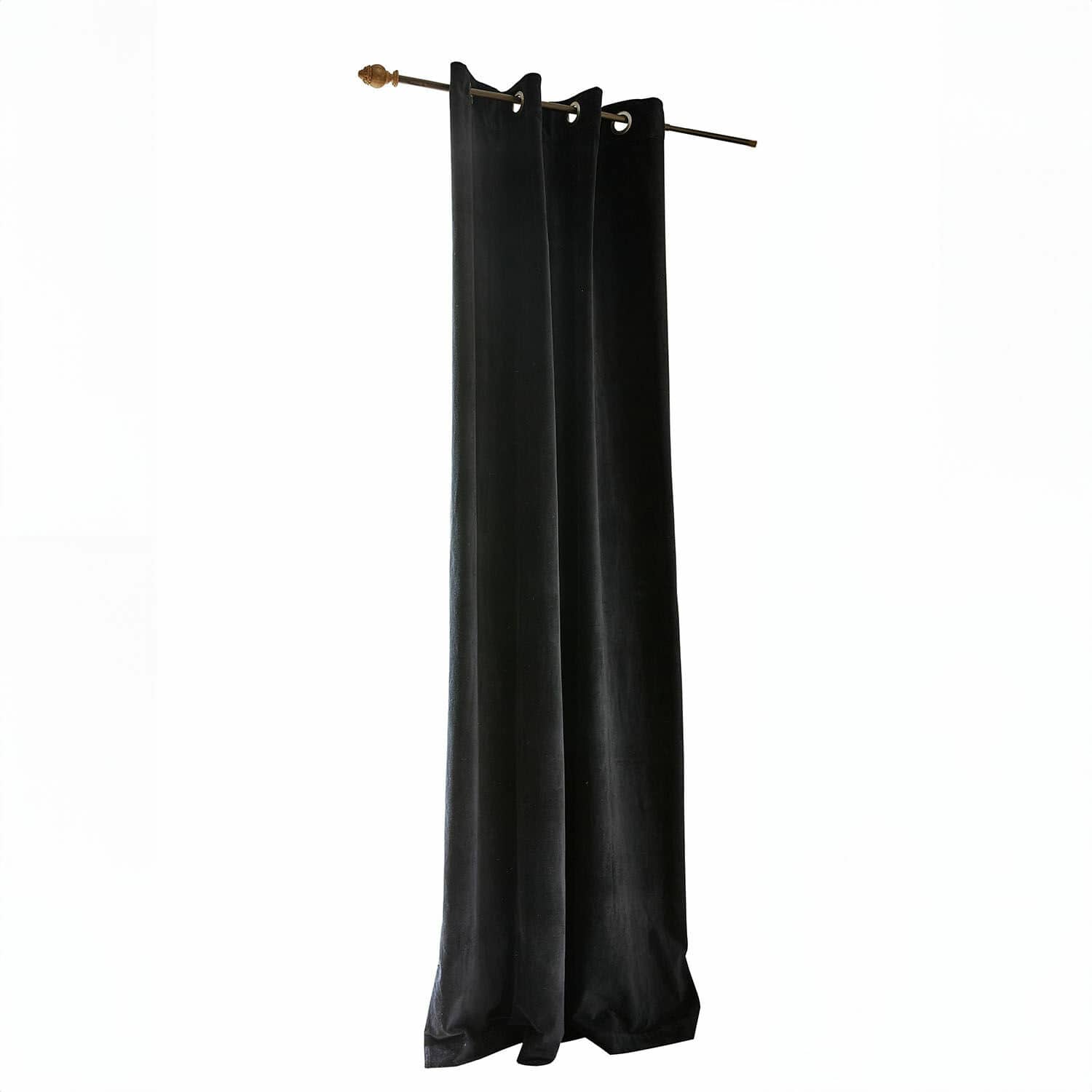 Rideau Miko Rideau noir en velours avec œillets métalliques sur tringle, décoration de fenêtre élégante