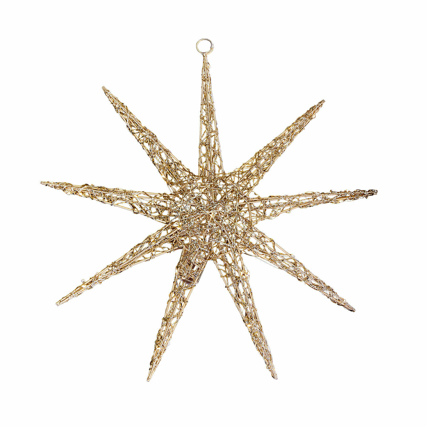 Étoile LED Olérico Décoration étoile dorée en fil métallique à suspendre, ornement de Noël pour intérieur