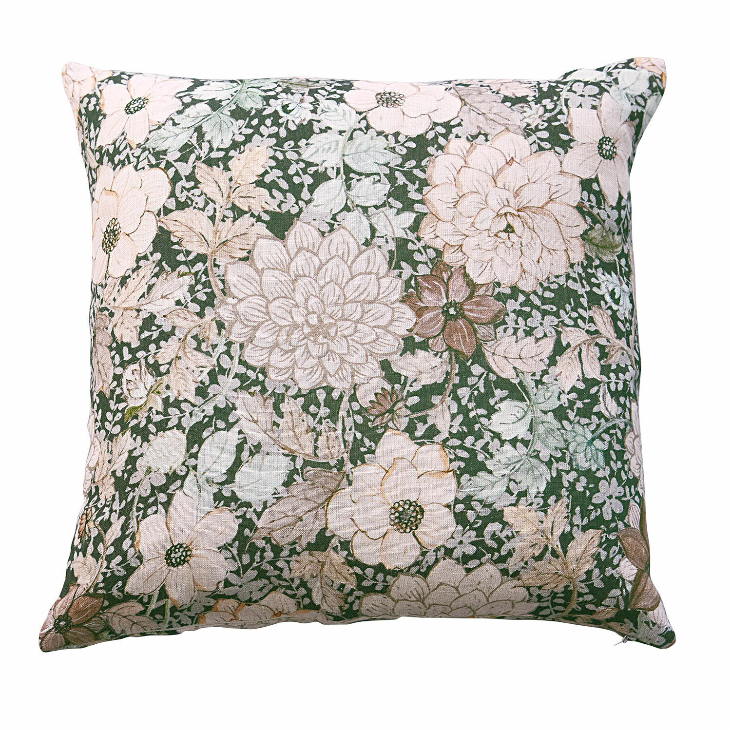 Housse de coussin Cappellina Coussin décoratif en coton avec motif floral beige et vert pour salon et chambre