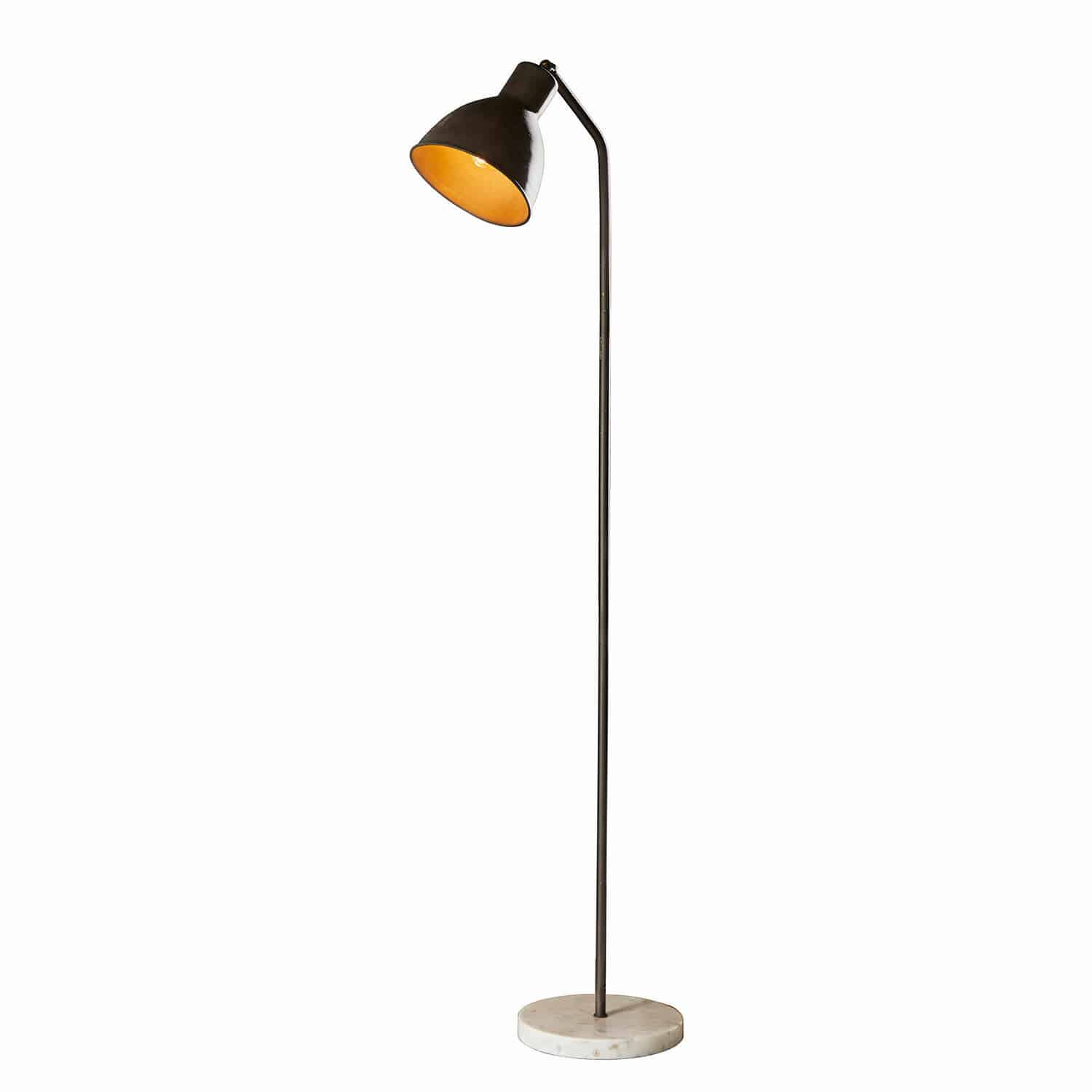 Lampadaire Mockville Lampadaire en métal noir avec base en marbre blanc, design moderne pour salon élégant