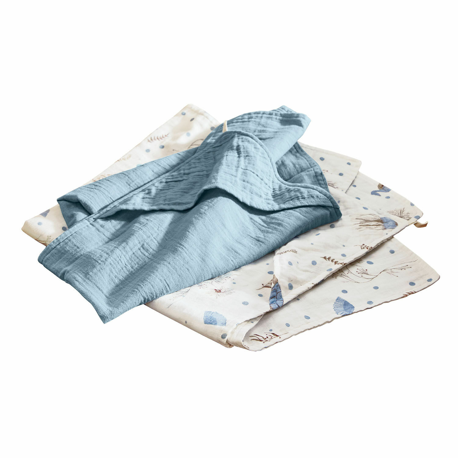 Lot de 2 sorties de bain Tinkertop Ensemble de linges en coton doux bleu et crème avec motifs marins pour la maison
