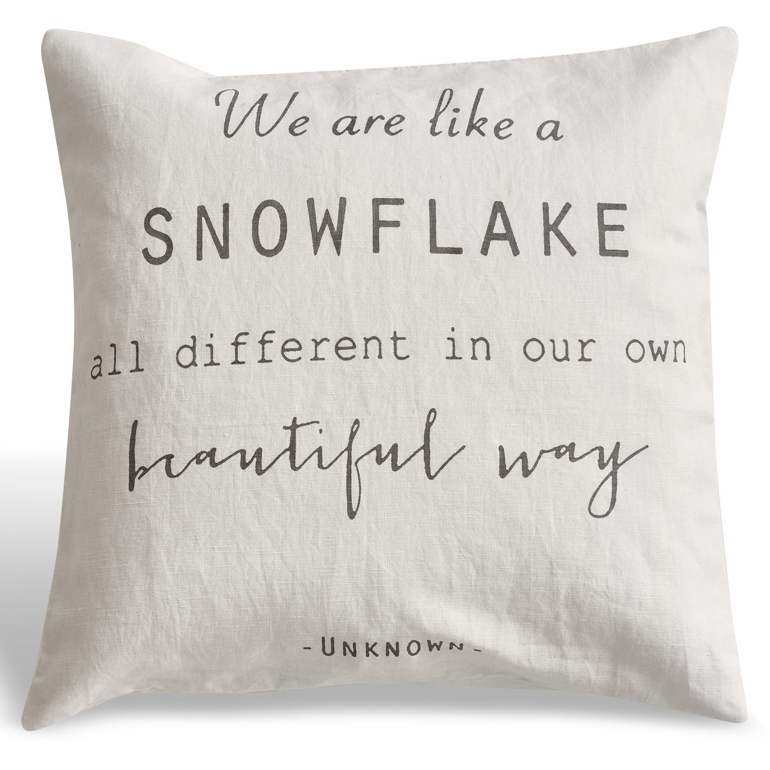 Housse de coussin Quote Housse de coussin en lin blanc avec texte noir inspirant, décoration intérieure moderne et élégante