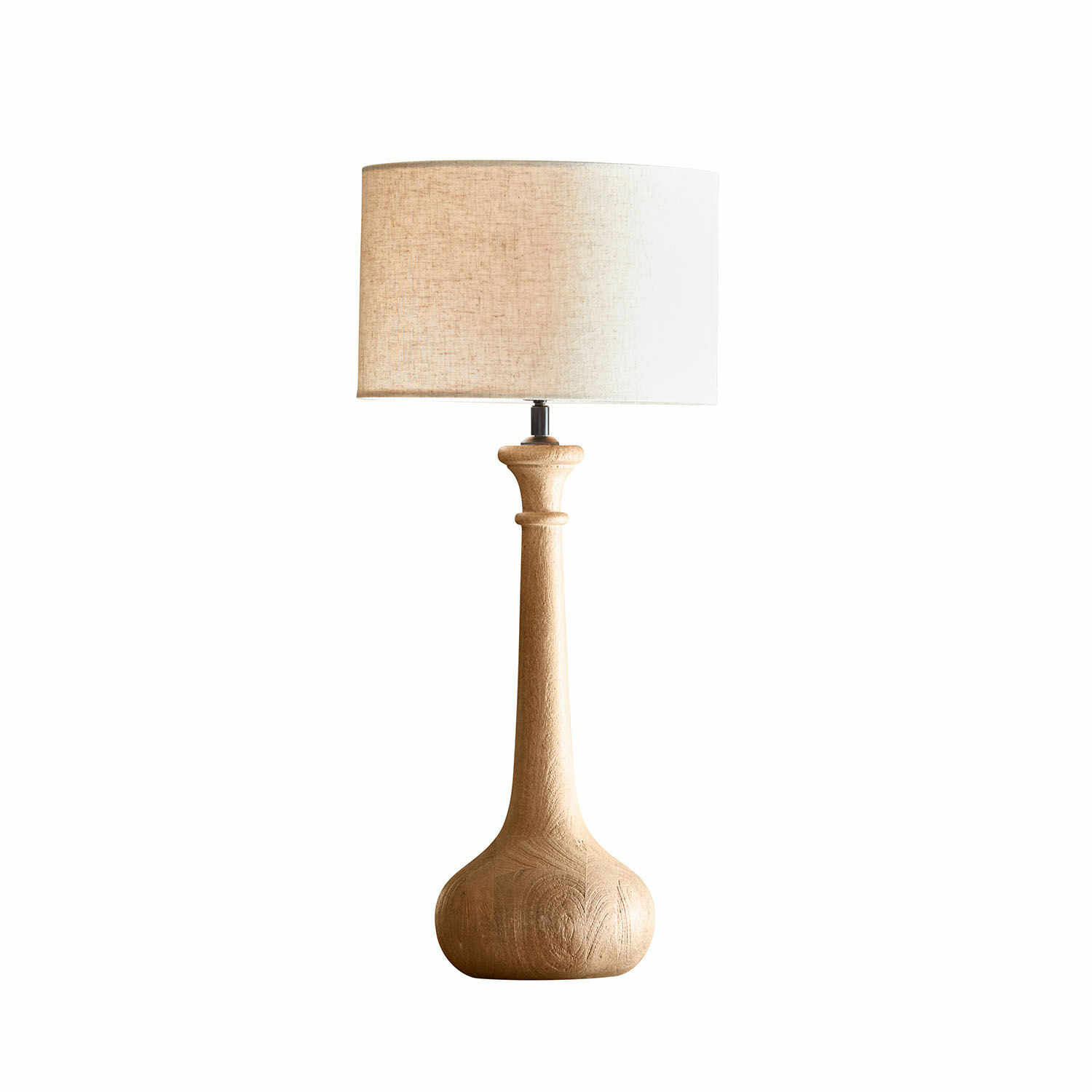 Lampe à poser Andrées Lampe de table avec base en bois clair et abat-jour beige, éclairage décoratif intérieur