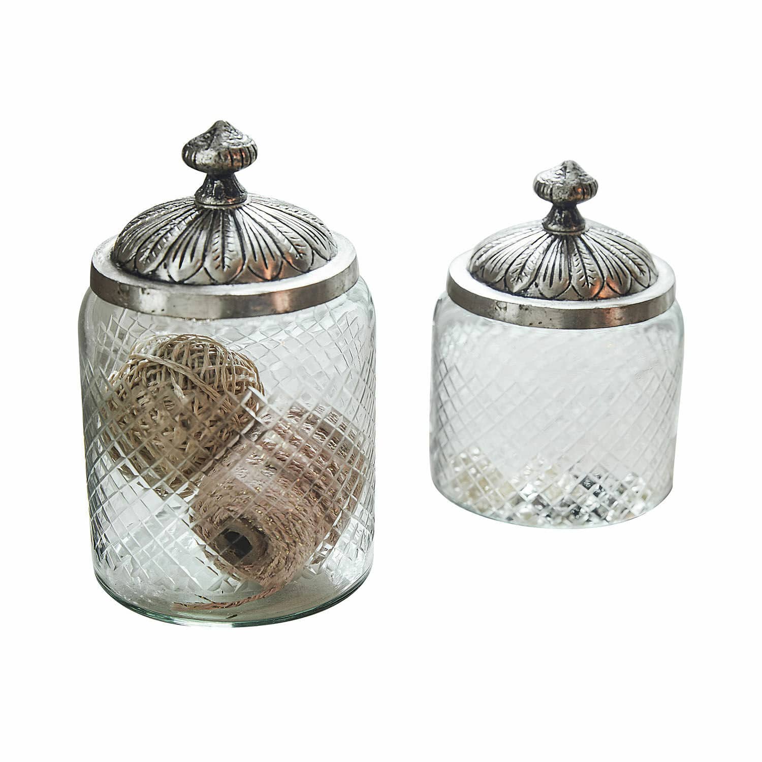 Lot de 2 bonbonnières en verre Antoinette