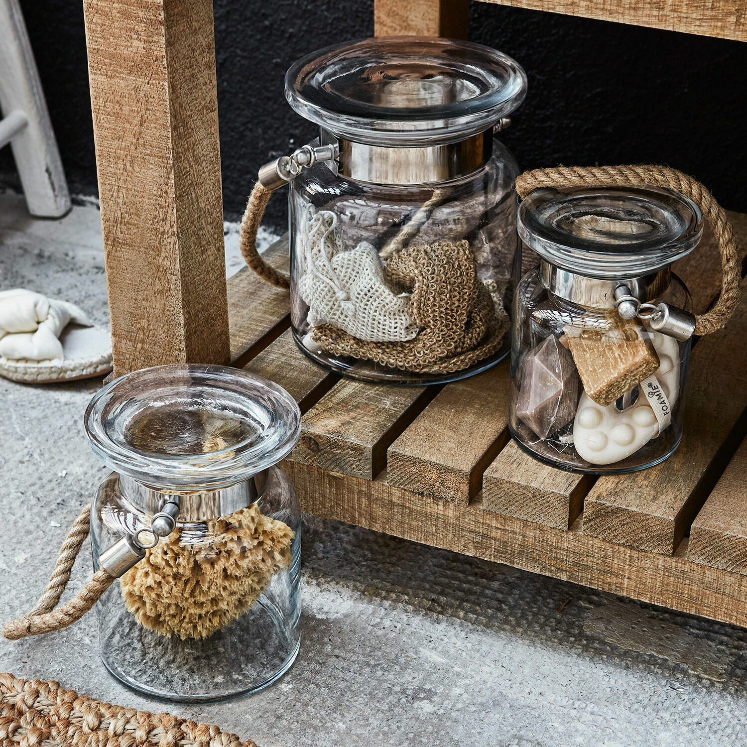 Lot de 3 pots en verre Kelso