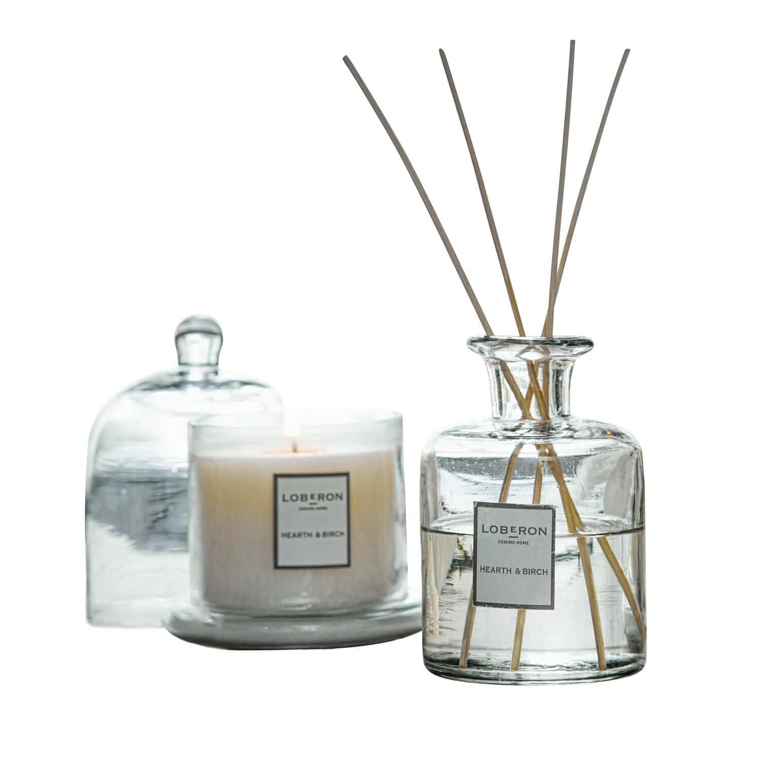 Coffret de senteurs Vanis Diffuseur de parfum en verre et bougie Hearth & Birch transparent pour aromathérapie et décoration intérieure