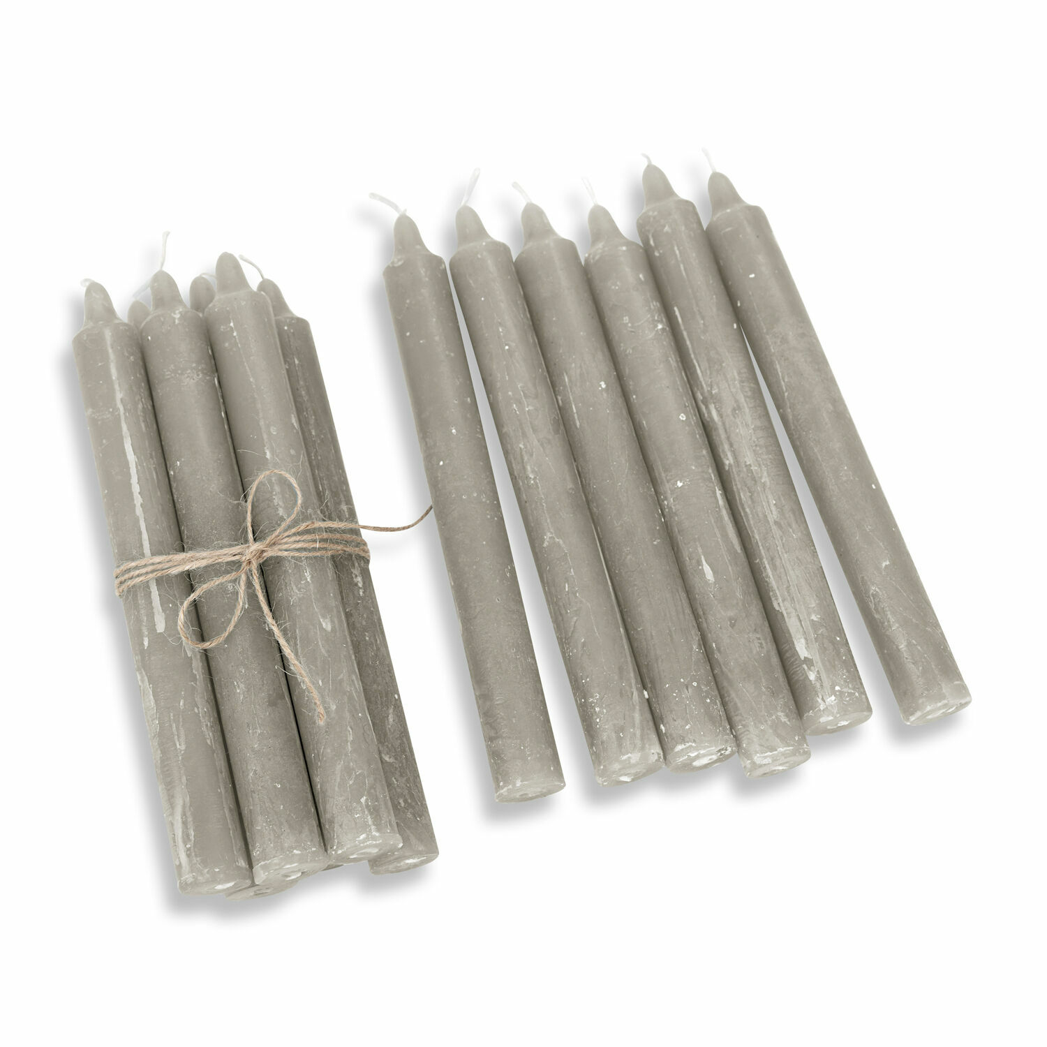 Lot de 12 bougies Bauceau Lot de bougies de table grises en cire, décoration d'intérieur et éclairage élégant