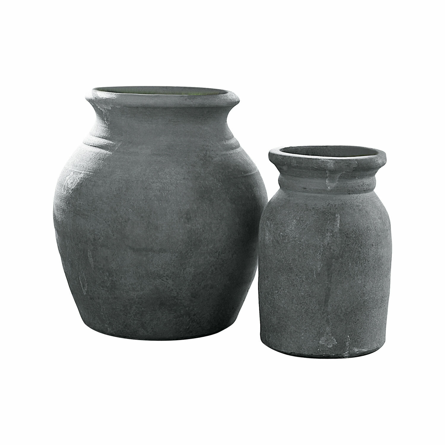 gris vieilli Ensemble de deux vases en céramique brun antique pour décoration intérieure
