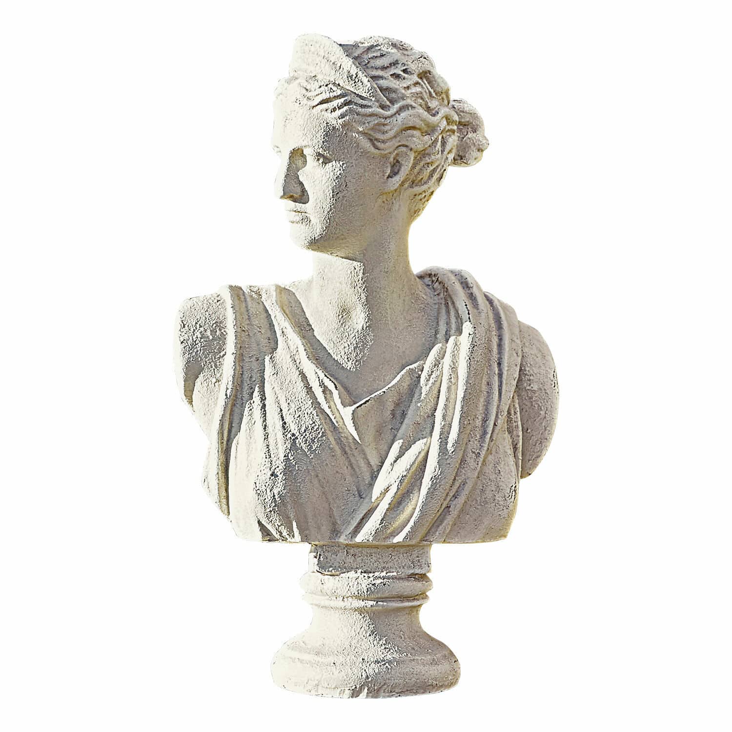 Buste Ellora Buste blanc en plâtre représentant une femme au style classique pour décoration intérieure et jardin