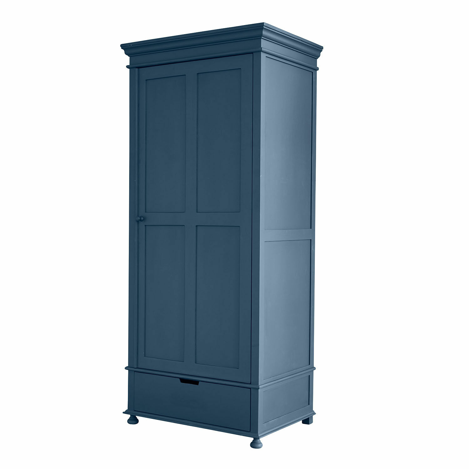 Armoire Westcombe Armoire haute en bois bleu foncé avec tiroir et portes à panneaux classiques pour rangement