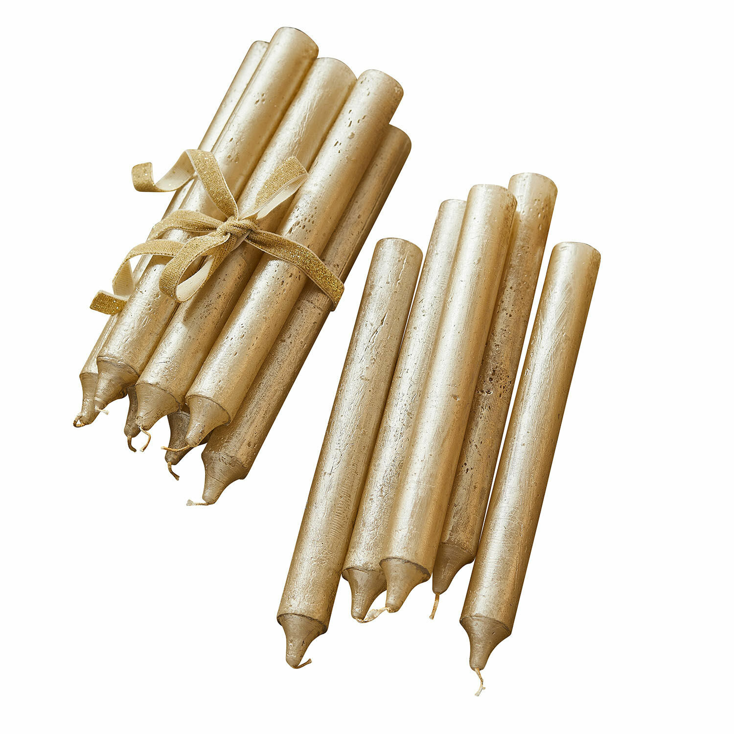 Lot de 12 bougies Bauceau Lot de bougies dorées en cire, ensemble décoratif pour la maison et les fêtes