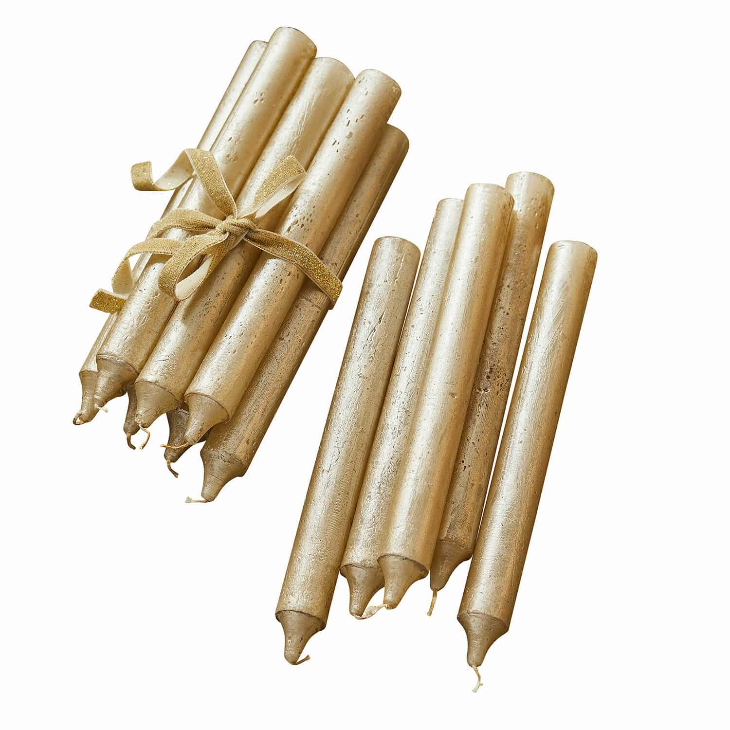 Lot de 12 bougies Bauceau Lot de bougies dorées en cire, ensemble décoratif pour la maison et les fêtes