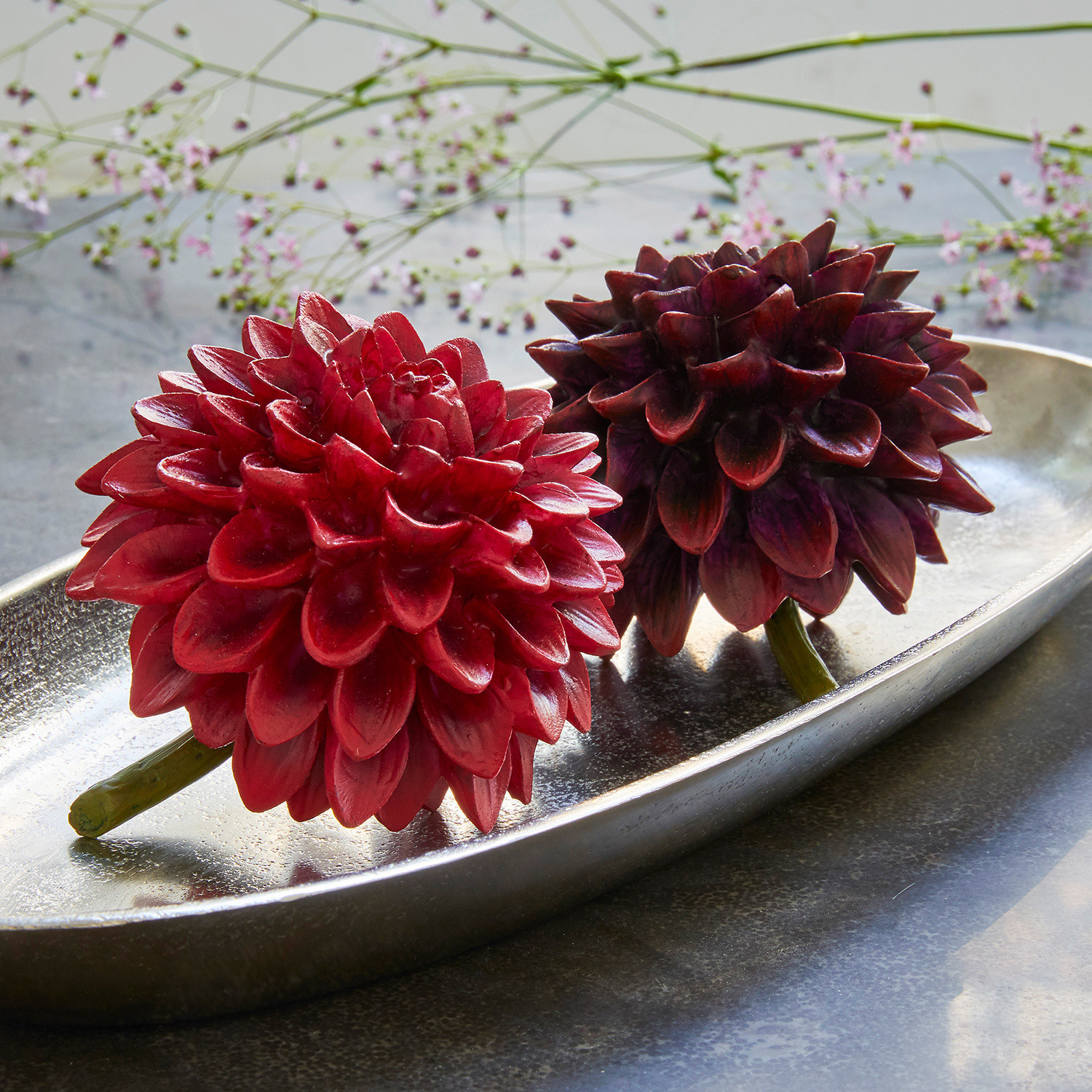 Lot de 2 fleurs décoratives Dahlien