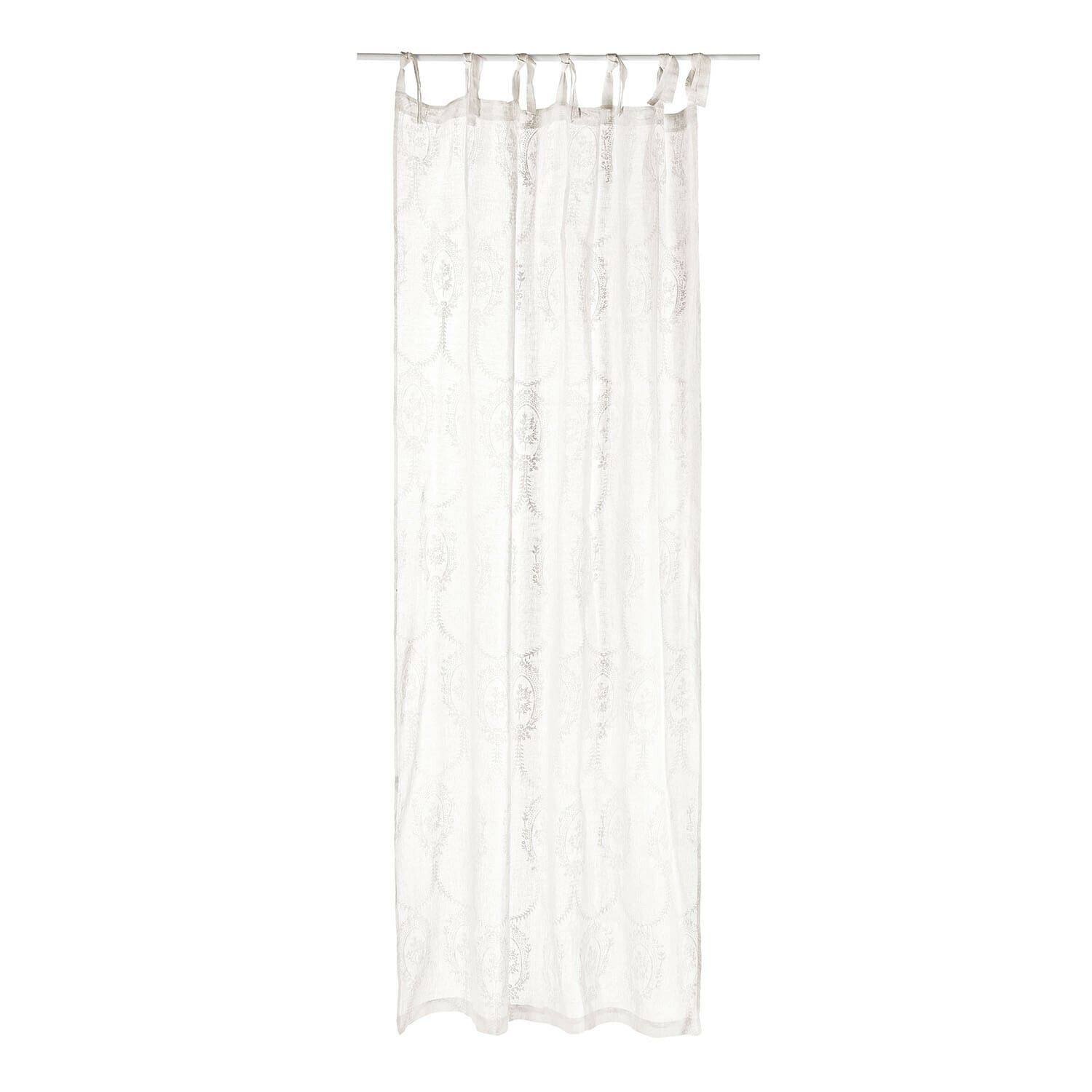 Voilage Loix Voilage blanc transparent avec motif délicat et liens pour suspension, tissu léger décoratif