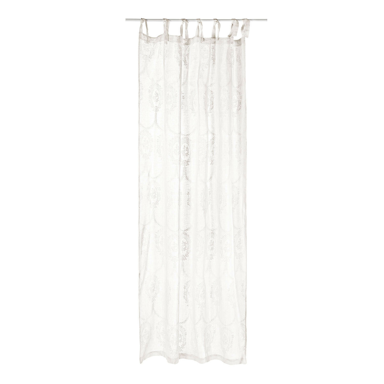 Voilage Loix Voilage blanc transparent avec motif délicat et liens pour suspension, tissu léger décoratif
